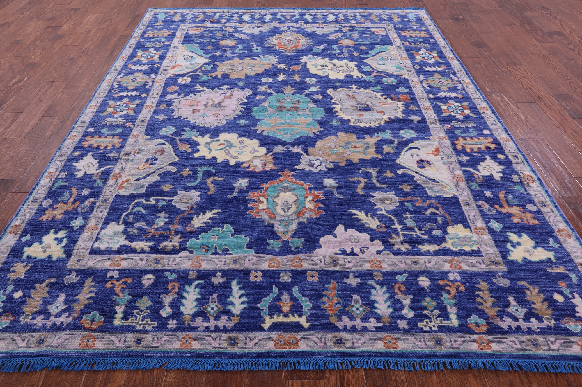 Blue Turkish Oushak Handmade Wool Rug - 8' 0" X 10' 6" - Golden Nile
