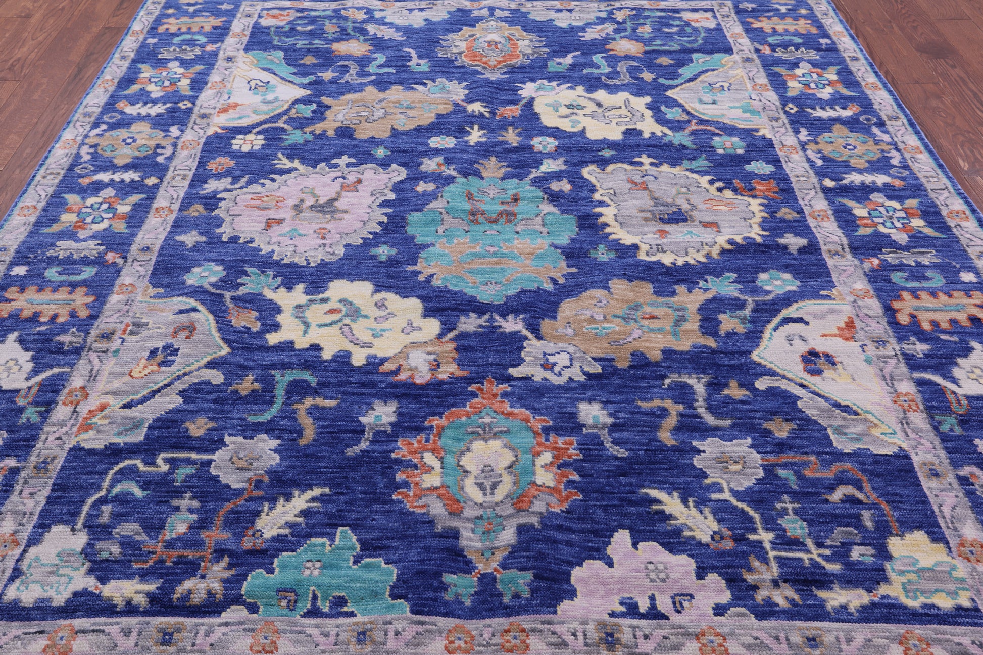 Blue Turkish Oushak Handmade Wool Rug - 8' 0" X 10' 6" - Golden Nile
