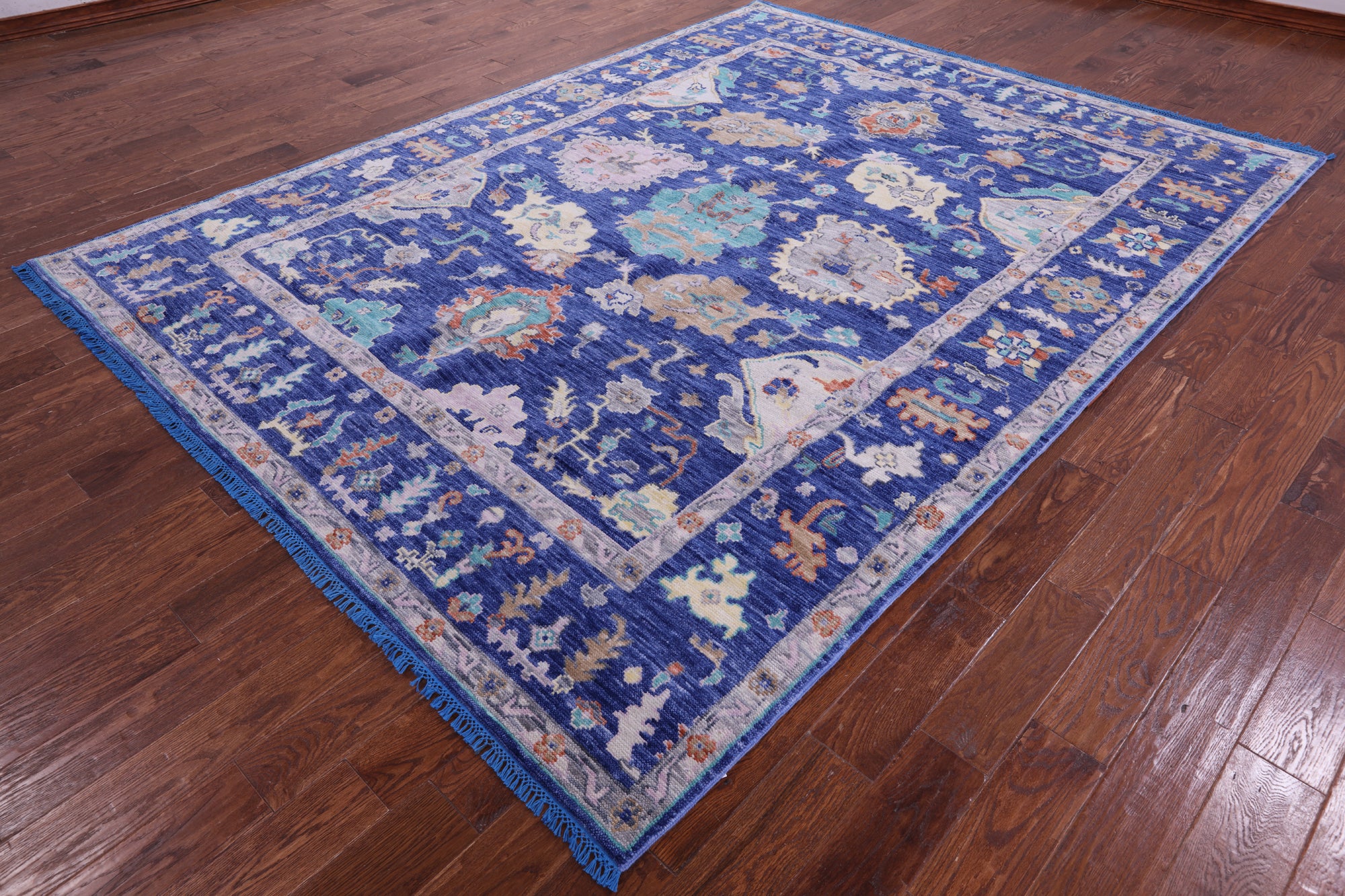 Blue Turkish Oushak Handmade Wool Rug - 8' 0" X 10' 6" - Golden Nile