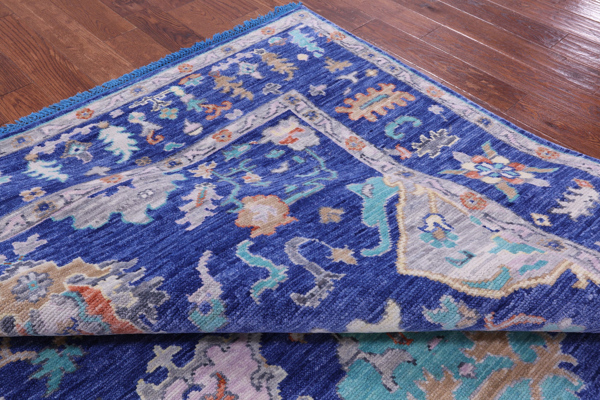 Blue Turkish Oushak Handmade Wool Rug - 8' 0" X 10' 6" - Golden Nile