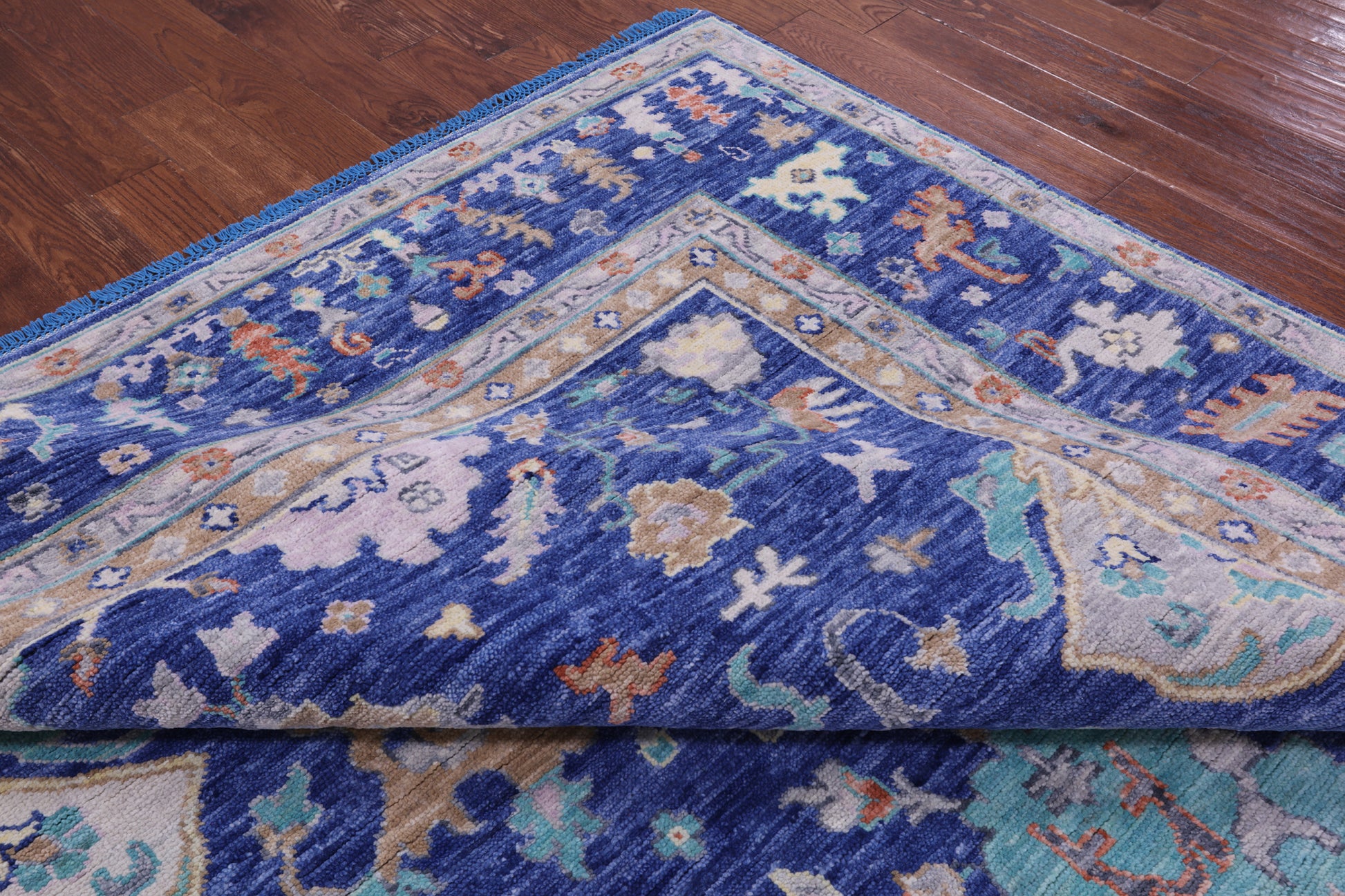 Blue Turkish Oushak Hand Knotted Wool Rug - 8' 11" X 12' 7" - Golden Nile