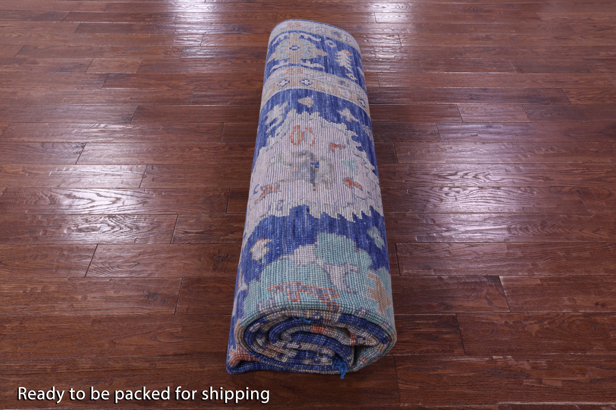 Blue Turkish Oushak Hand Knotted Wool Rug - 8' 11" X 12' 7" - Golden Nile