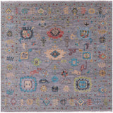 Grey Square Turkish Oushak Hand Knotted Wool Rug - 9' 0" X 9' 0" - Golden Nile