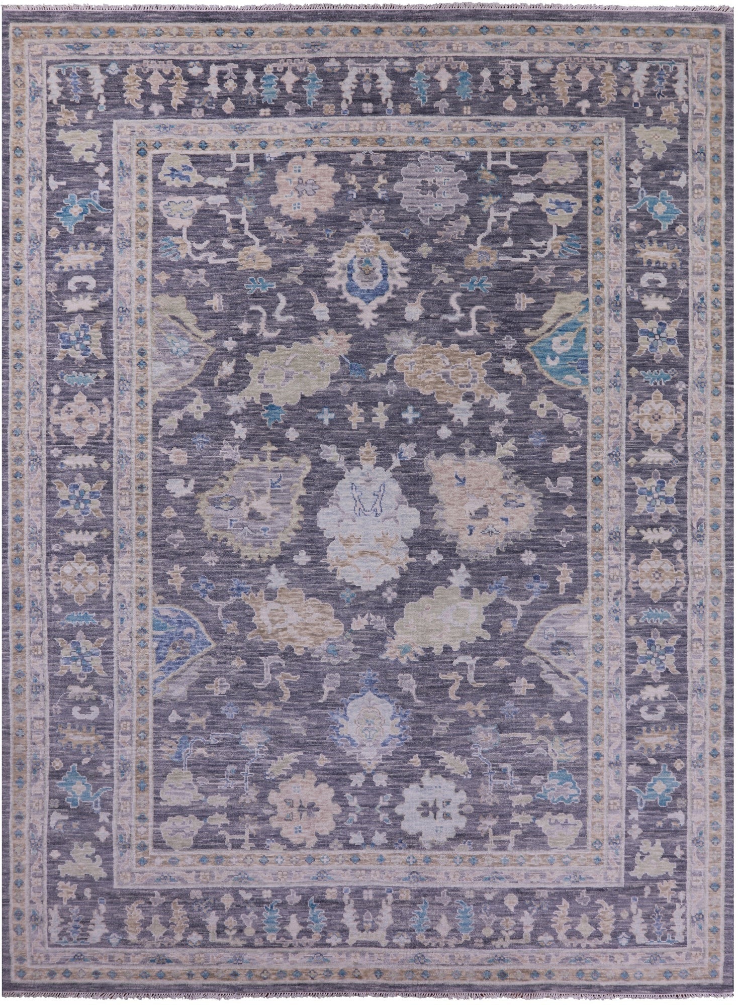 Grey Turkish Oushak Hand Knotted Wool Rug - 10' 2" X 13' 10" - Golden Nile