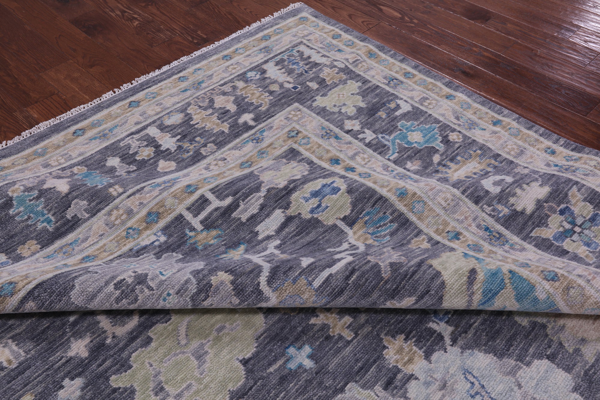 Grey Turkish Oushak Hand Knotted Wool Rug - 10' 2" X 13' 10" - Golden Nile