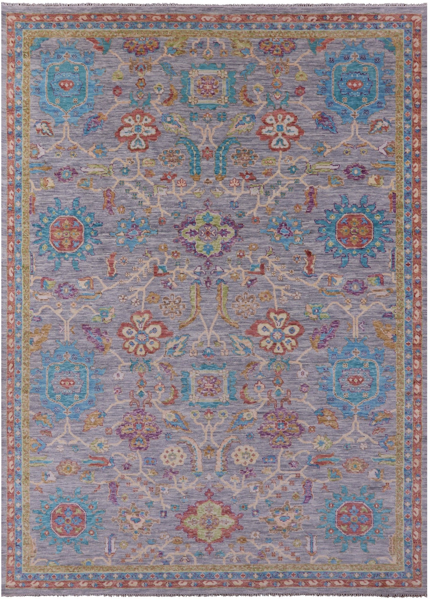 Grey Turkish Oushak Hand Knotted Wool Rug - 10' 2" X 14' 1" - Golden Nile