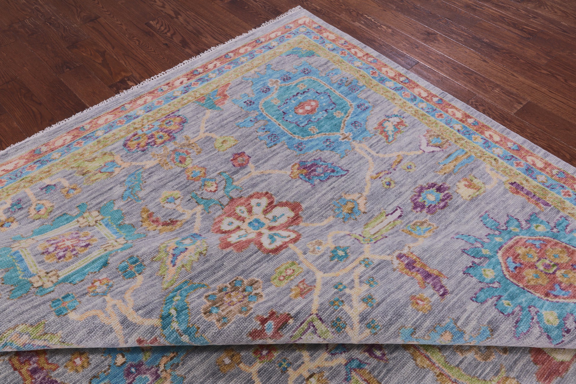 Grey Turkish Oushak Hand Knotted Wool Rug - 10' 2" X 14' 1" - Golden Nile