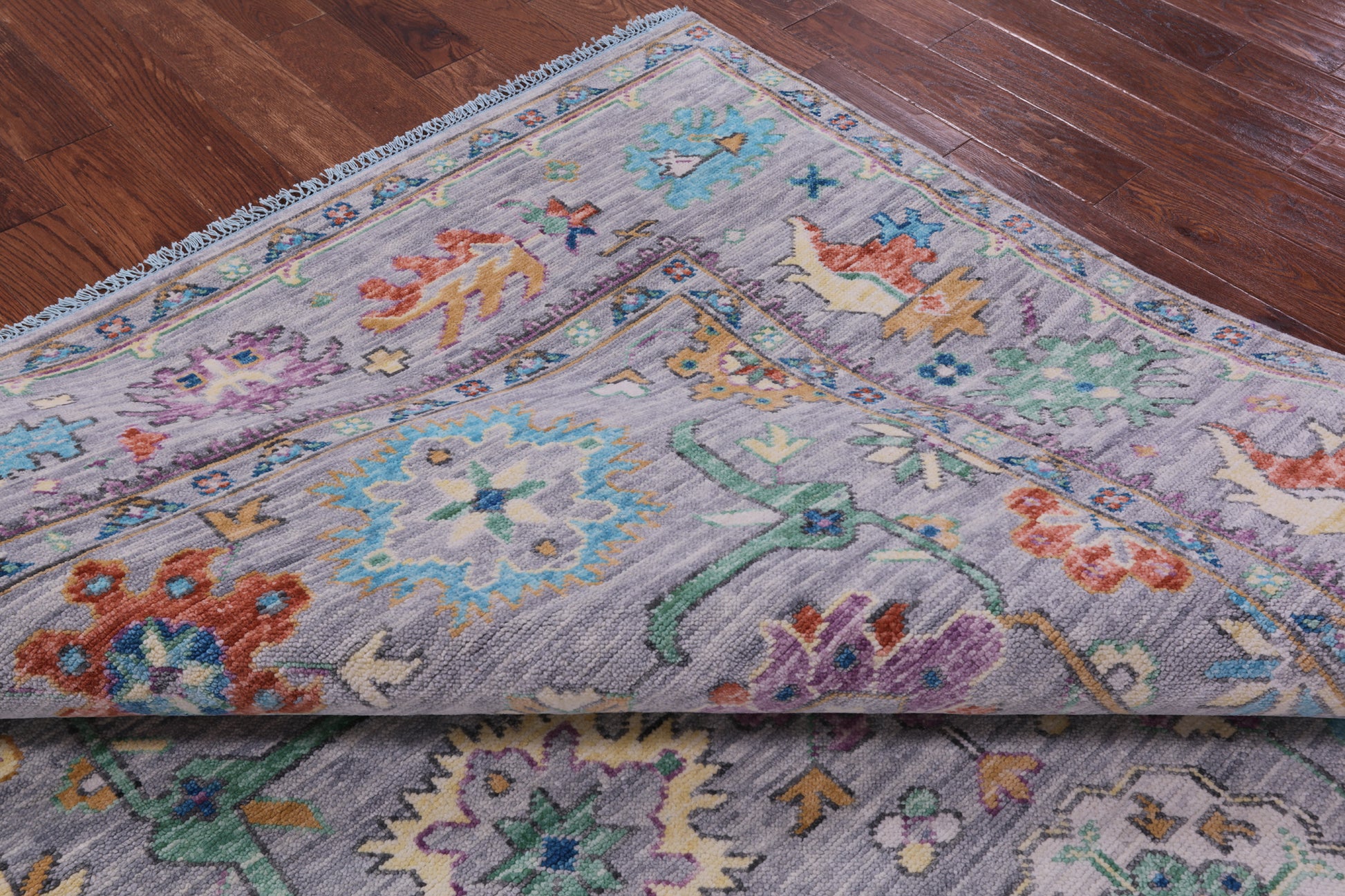 Grey Turkish Oushak Hand Knotted Wool Rug - 7' 11" X 10' 0" - Golden Nile