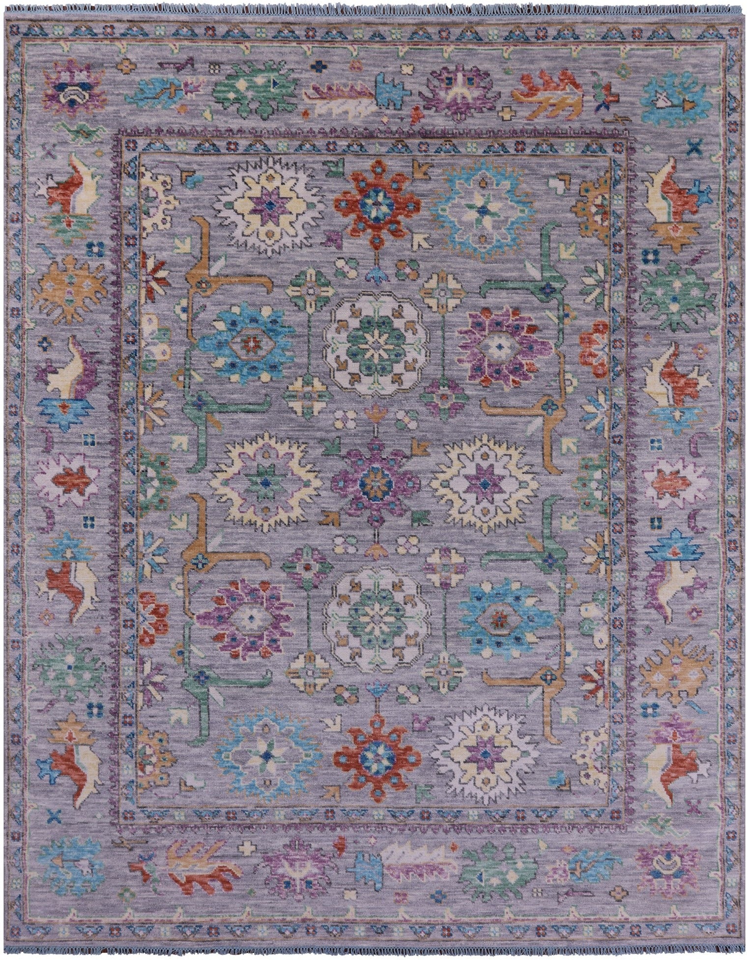 Grey Turkish Oushak Hand Knotted Wool Rug - 7' 11" X 10' 0" - Golden Nile