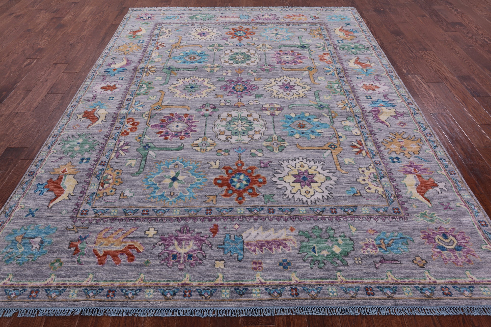 Grey Turkish Oushak Hand Knotted Wool Rug - 7' 11" X 10' 0" - Golden Nile