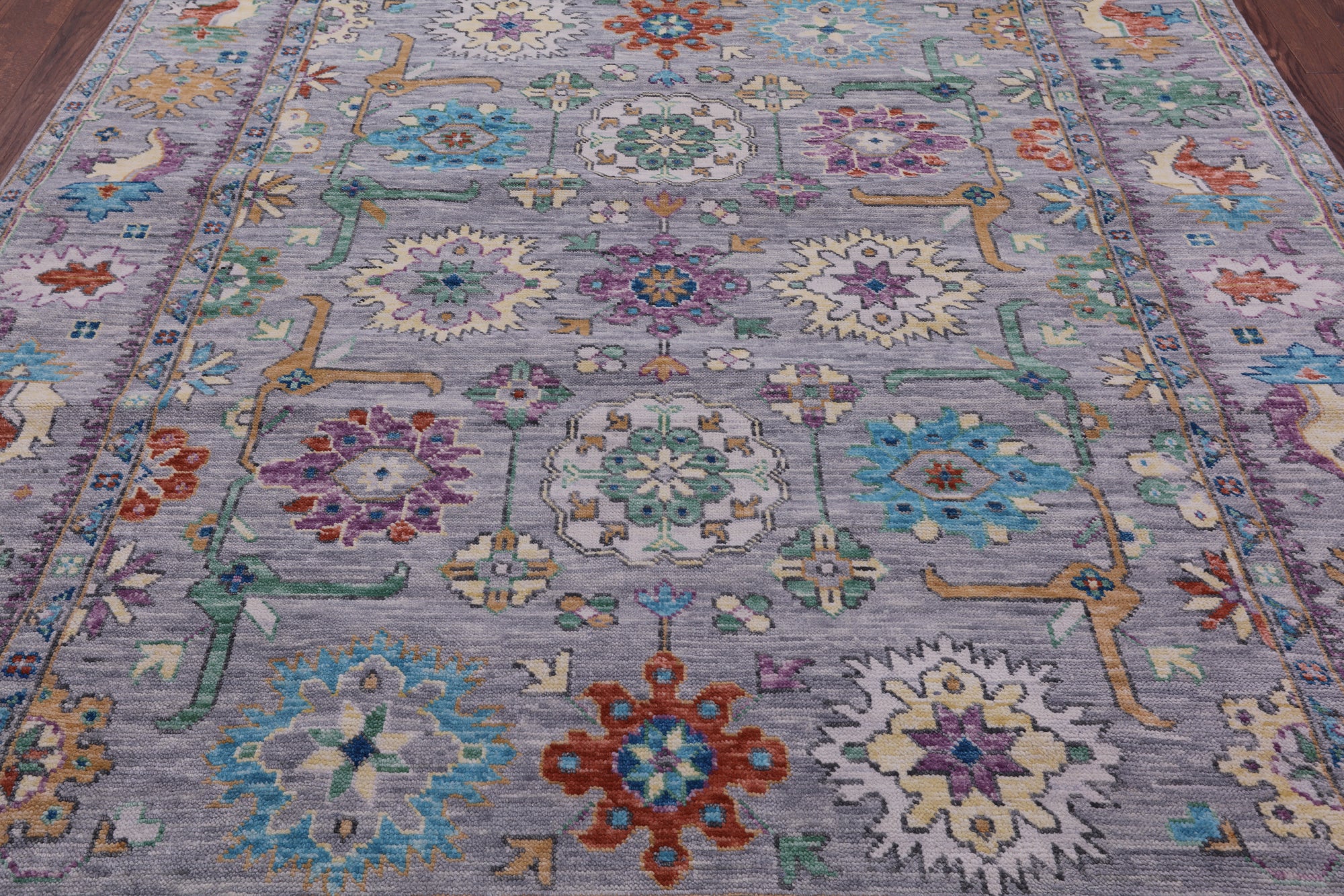 Grey Turkish Oushak Hand Knotted Wool Rug - 7' 11" X 10' 0" - Golden Nile
