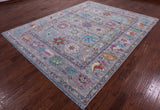 Grey Turkish Oushak Hand Knotted Wool Rug - 7' 11" X 10' 0" - Golden Nile