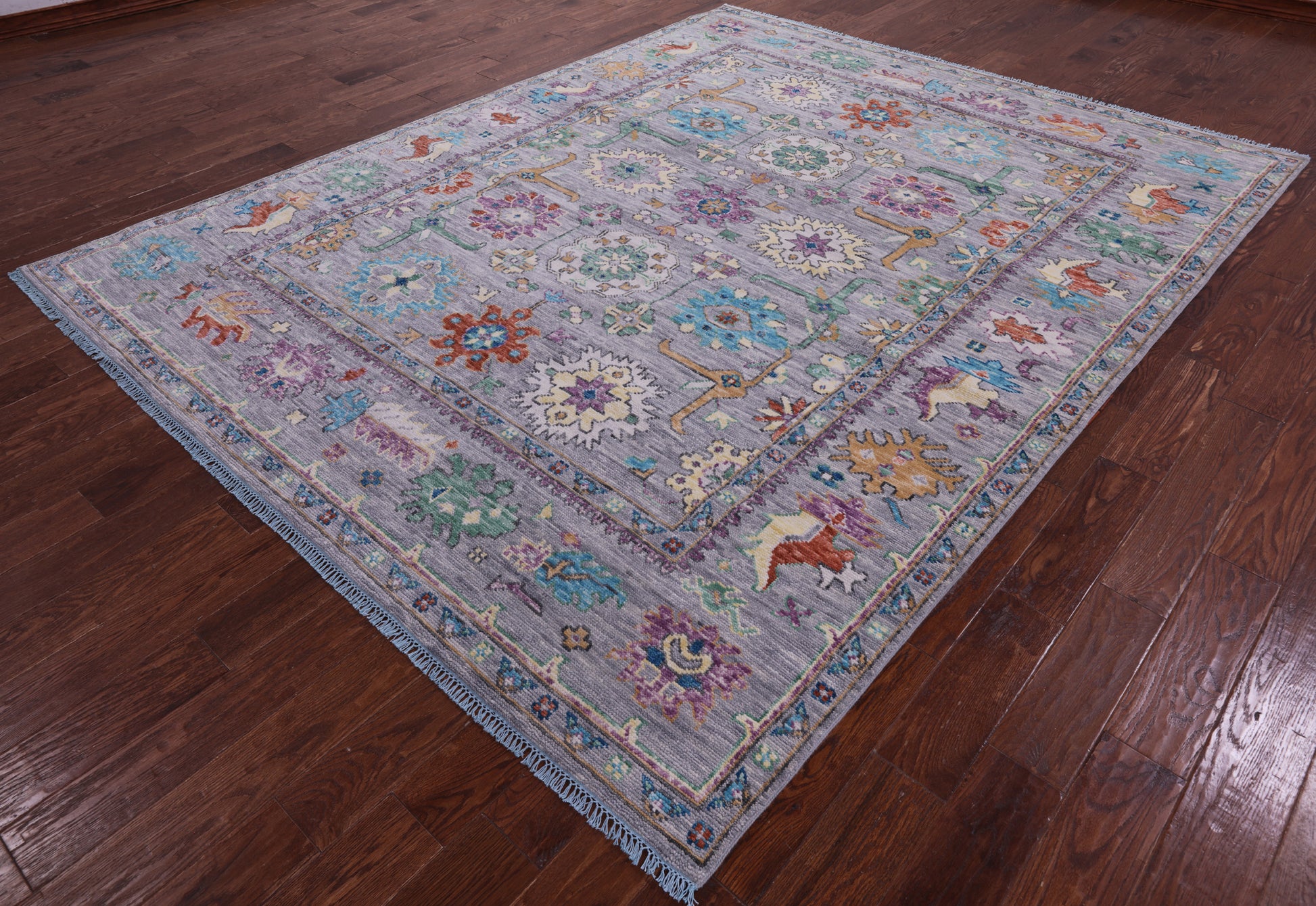 Grey Turkish Oushak Hand Knotted Wool Rug - 7' 11" X 10' 0" - Golden Nile