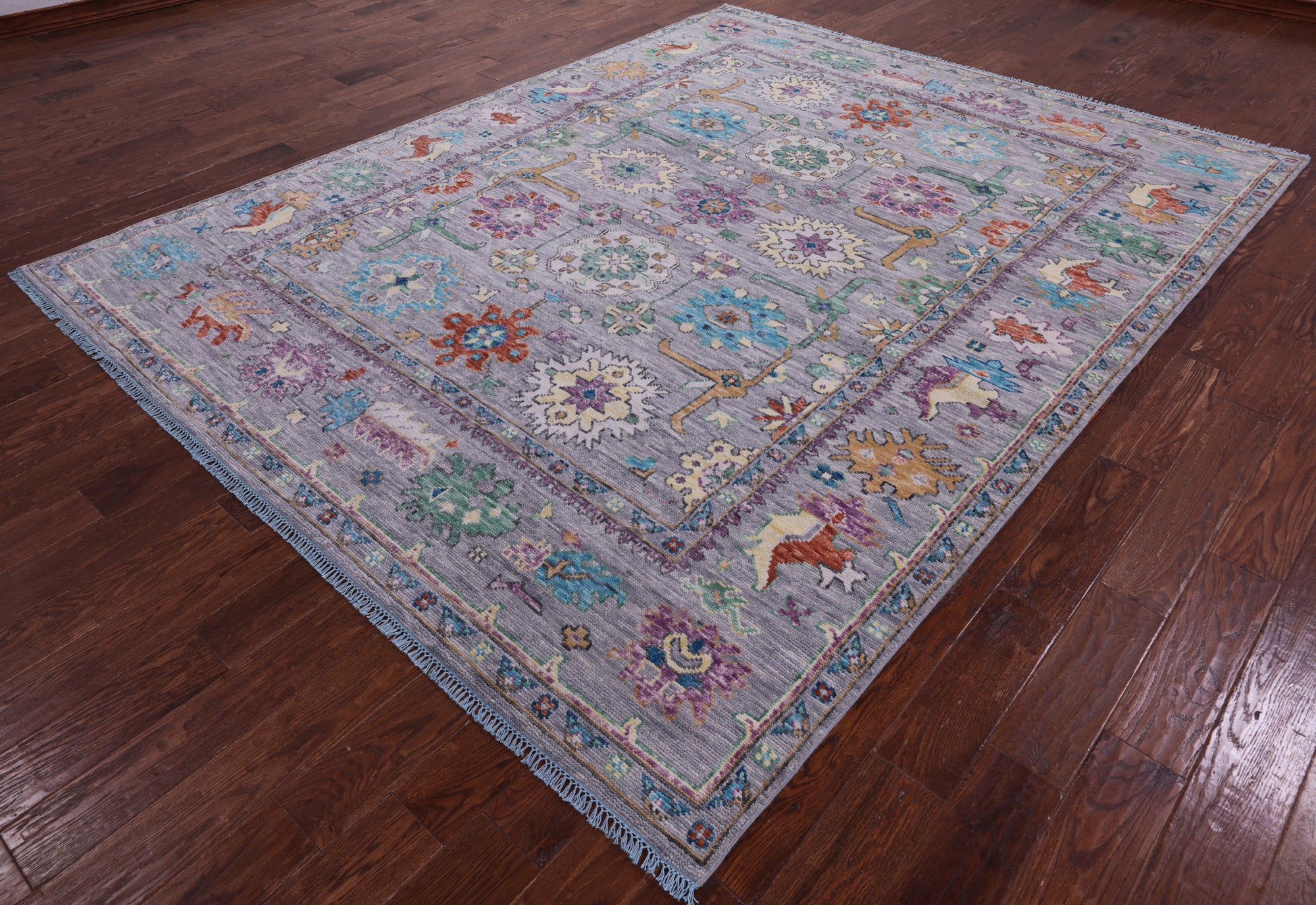 Grey Turkish Oushak Hand Knotted Wool Rug - 7' 11" X 10' 0" - Golden Nile