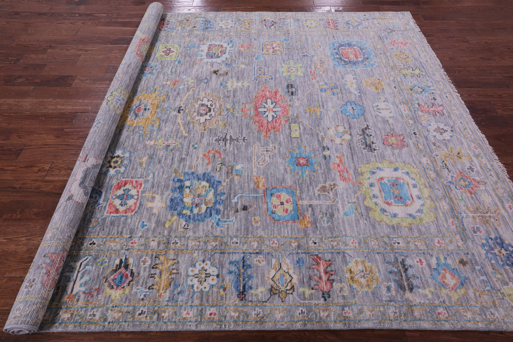Grey Turkish Oushak Handmade Wool Rug - 8' 2" X 9' 9" - Golden Nile