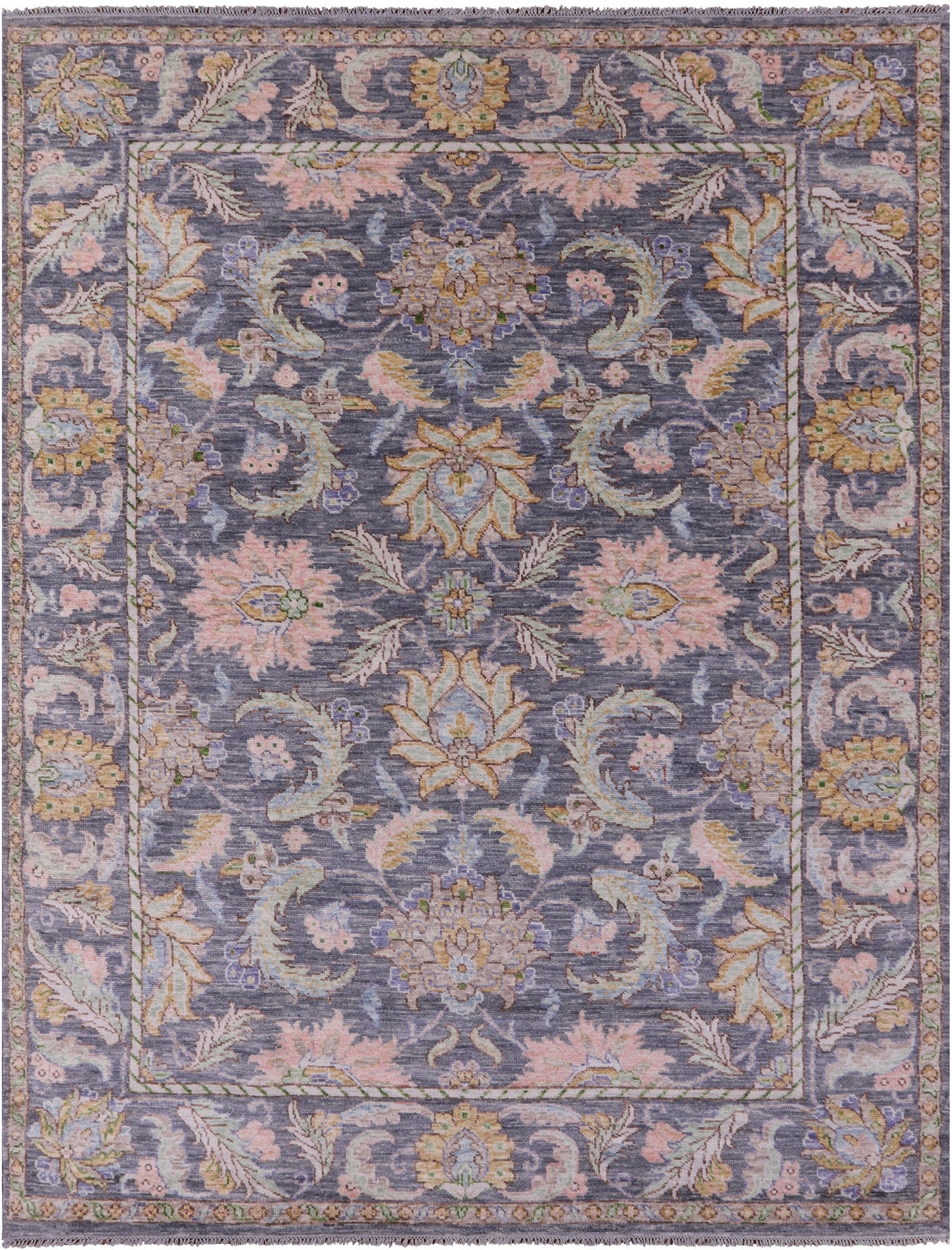 Grey Persian Tabriz Hand Knotted Wool Rug - 9' 1" X 11' 10" - Golden Nile