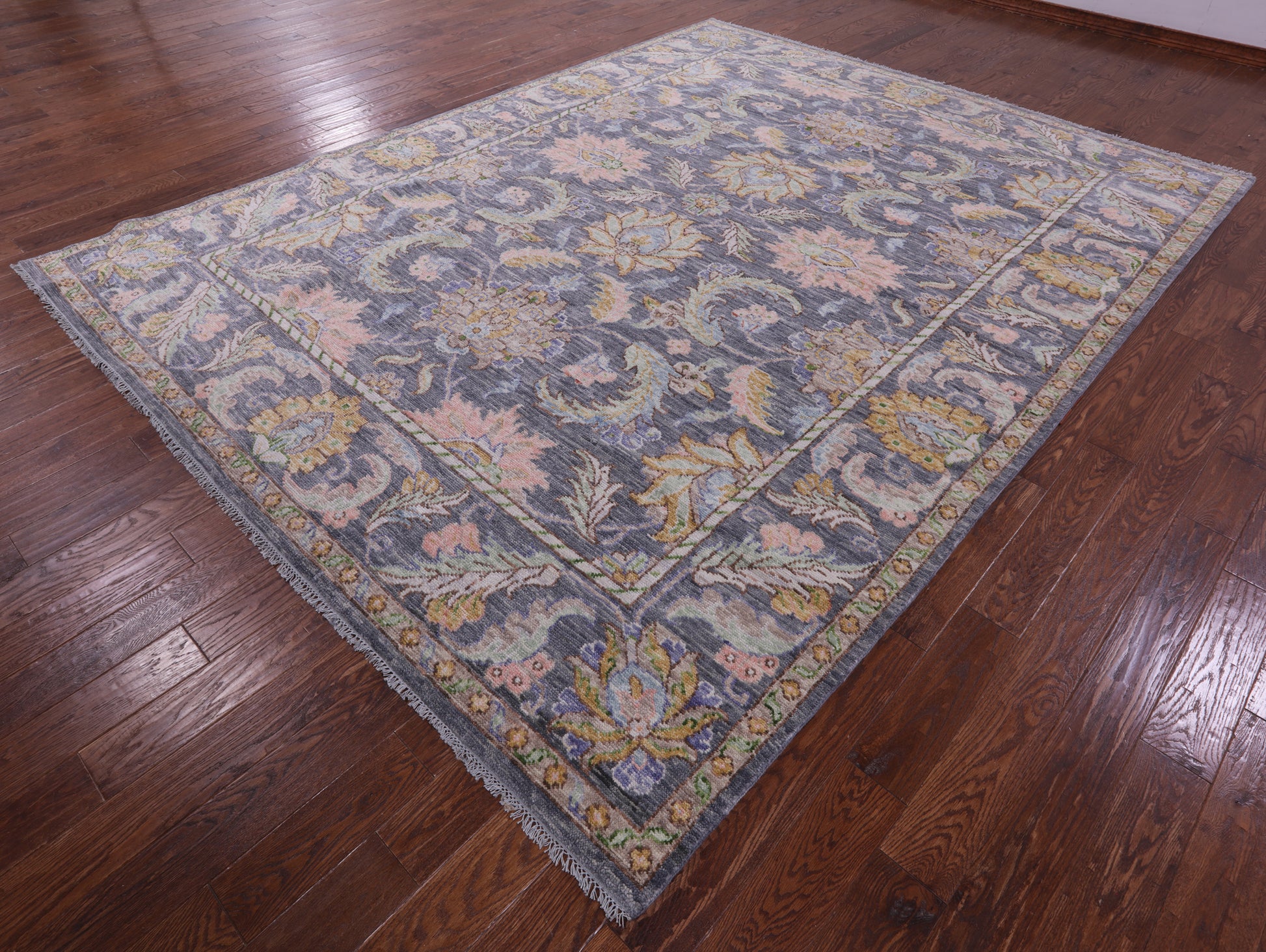 Grey Persian Tabriz Hand Knotted Wool Rug - 9' 1" X 11' 10" - Golden Nile