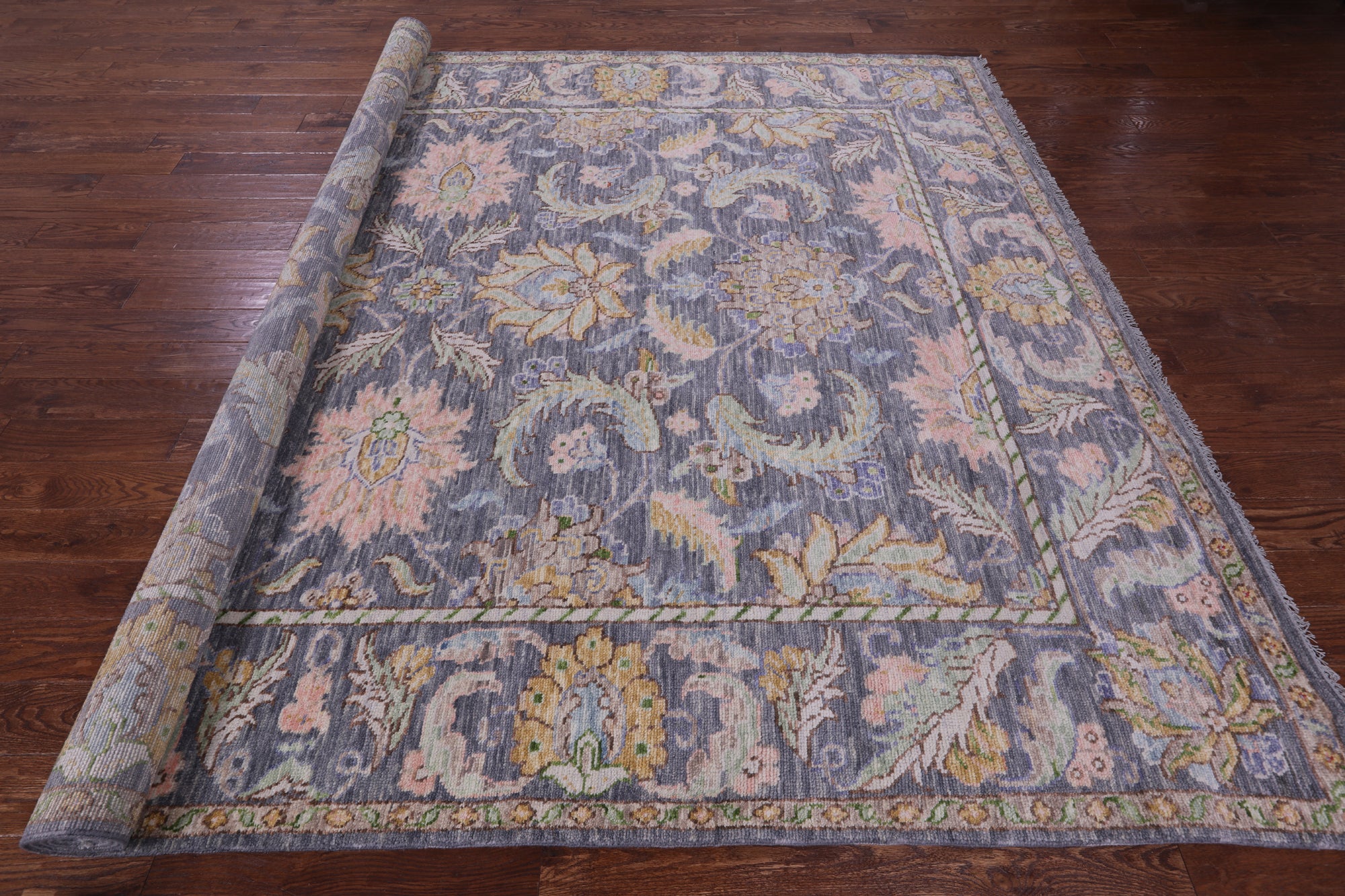 Grey Persian Tabriz Hand Knotted Wool Rug - 9' 1" X 11' 10" - Golden Nile