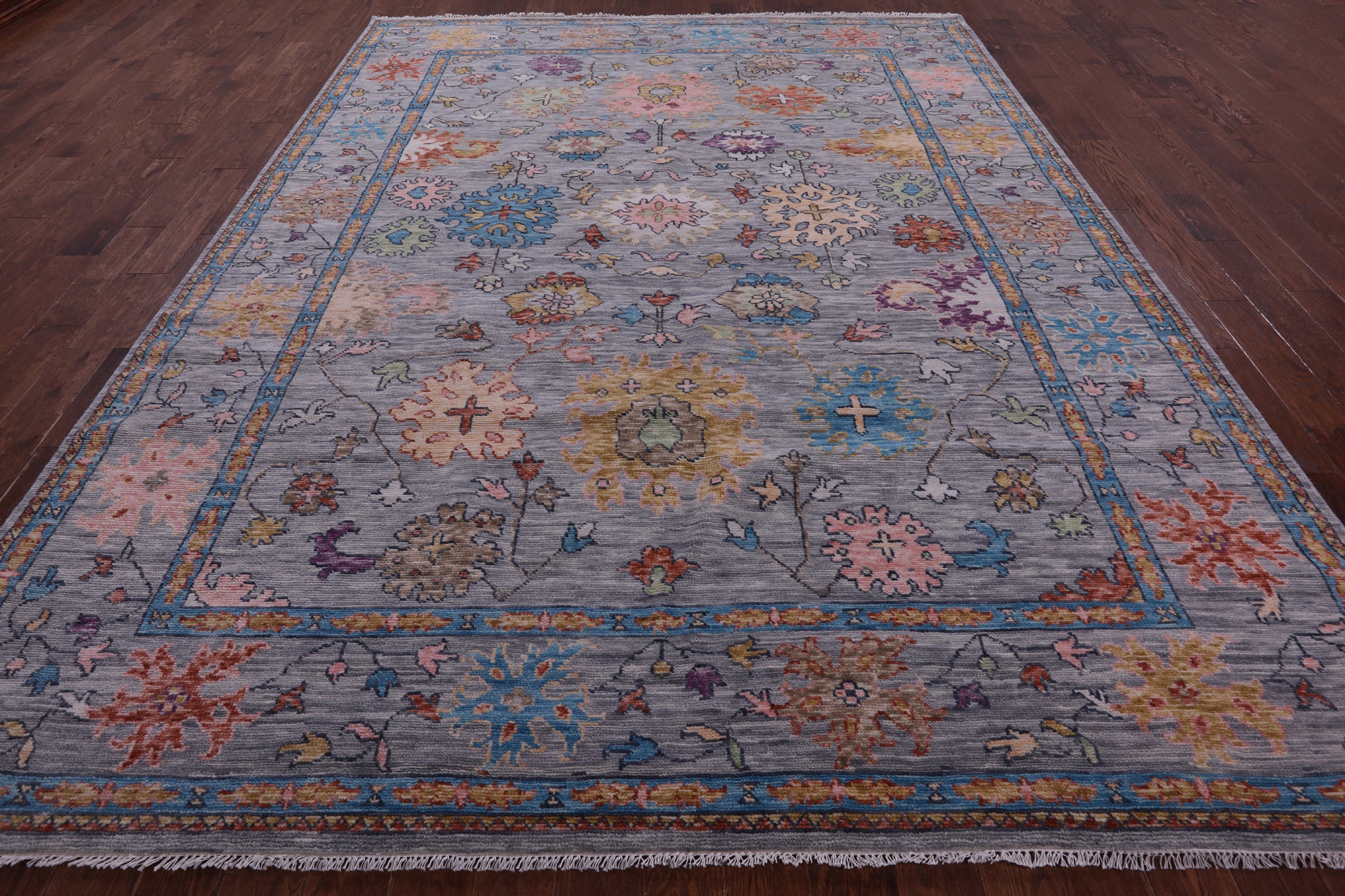 Grey Turkish Oushak Hand Knotted Wool Rug - 9' 2" X 12' 1" - Golden Nile