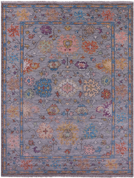 Grey Turkish Oushak Hand Knotted Wool Rug - 9' 2" X 12' 1" - Golden Nile