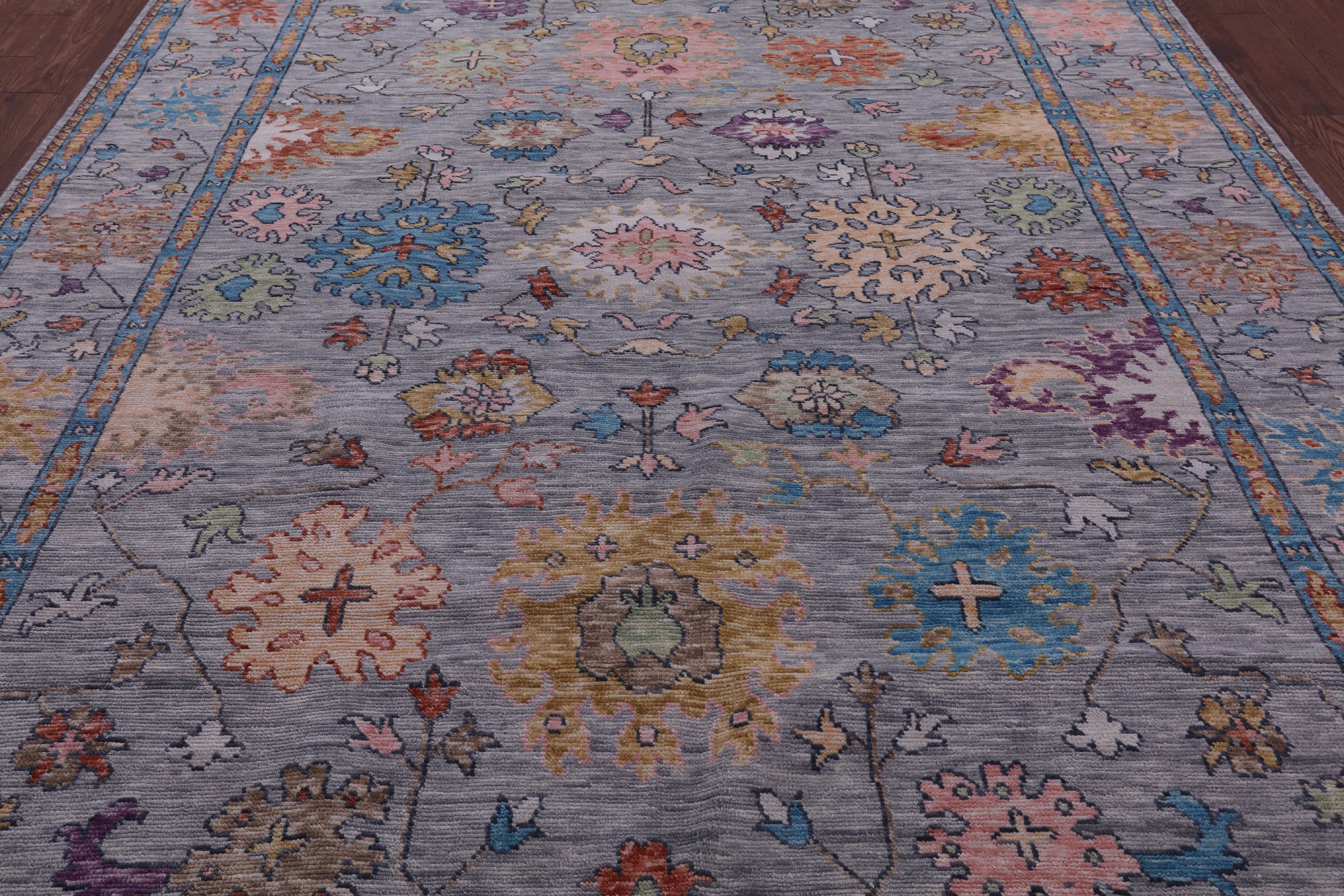 Grey Turkish Oushak Hand Knotted Wool Rug - 9' 2" X 12' 1" - Golden Nile