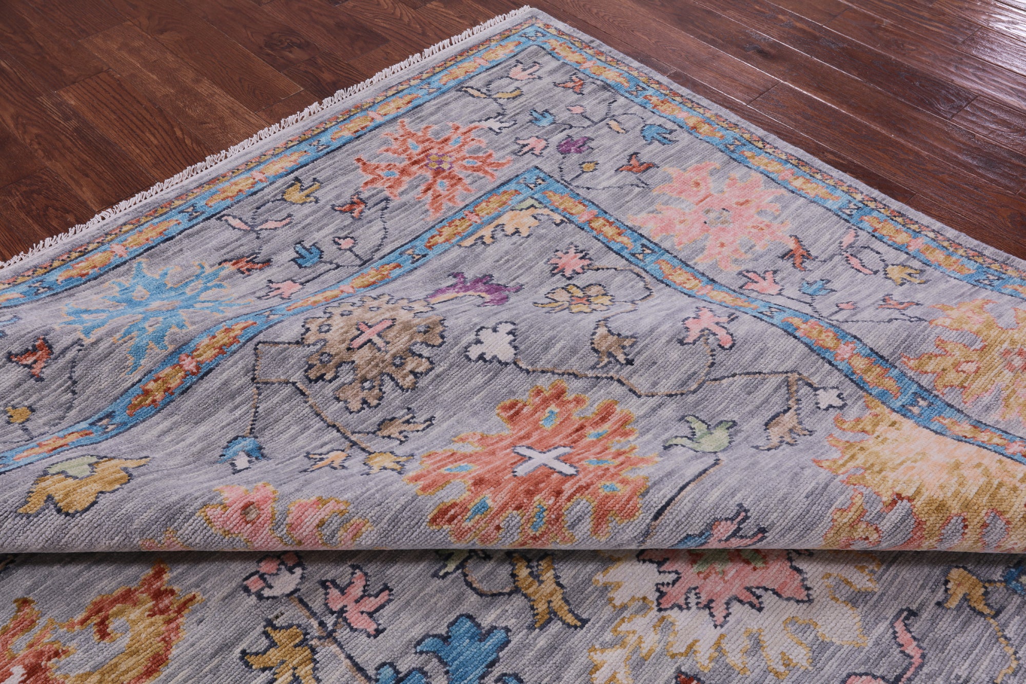 Grey Turkish Oushak Hand Knotted Wool Rug - 9' 2" X 12' 1" - Golden Nile