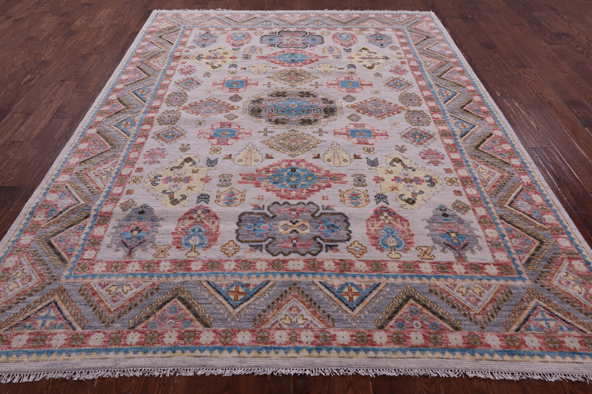 Ivory Turkish Oushak Hand Knotted Wool Rug - 8' 0" X 9' 10" - Golden Nile