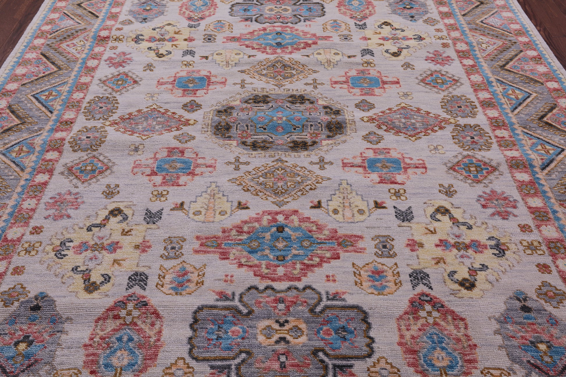 Ivory Turkish Oushak Hand Knotted Wool Rug - 8' 0" X 9' 10" - Golden Nile
