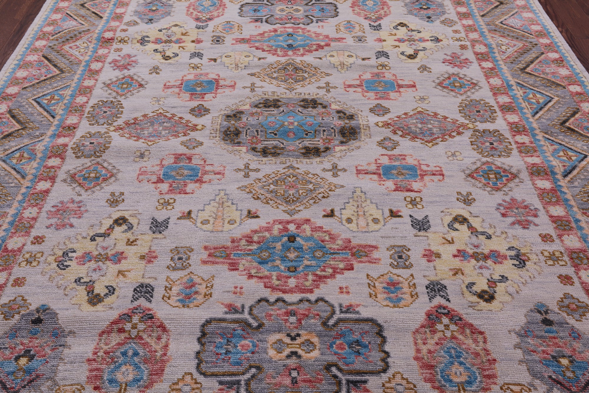 Ivory Turkish Oushak Hand Knotted Wool Rug - 8' 0" X 9' 10" - Golden Nile