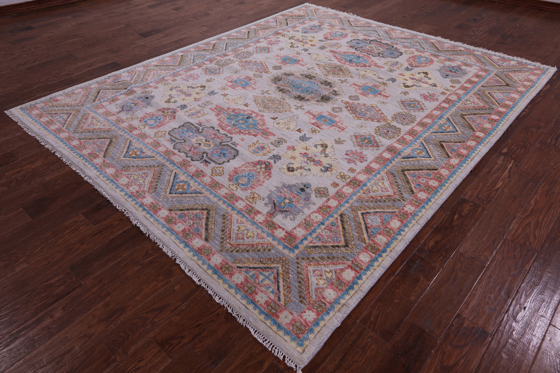 Ivory Turkish Oushak Hand Knotted Wool Rug - 8' 0" X 9' 10" - Golden Nile