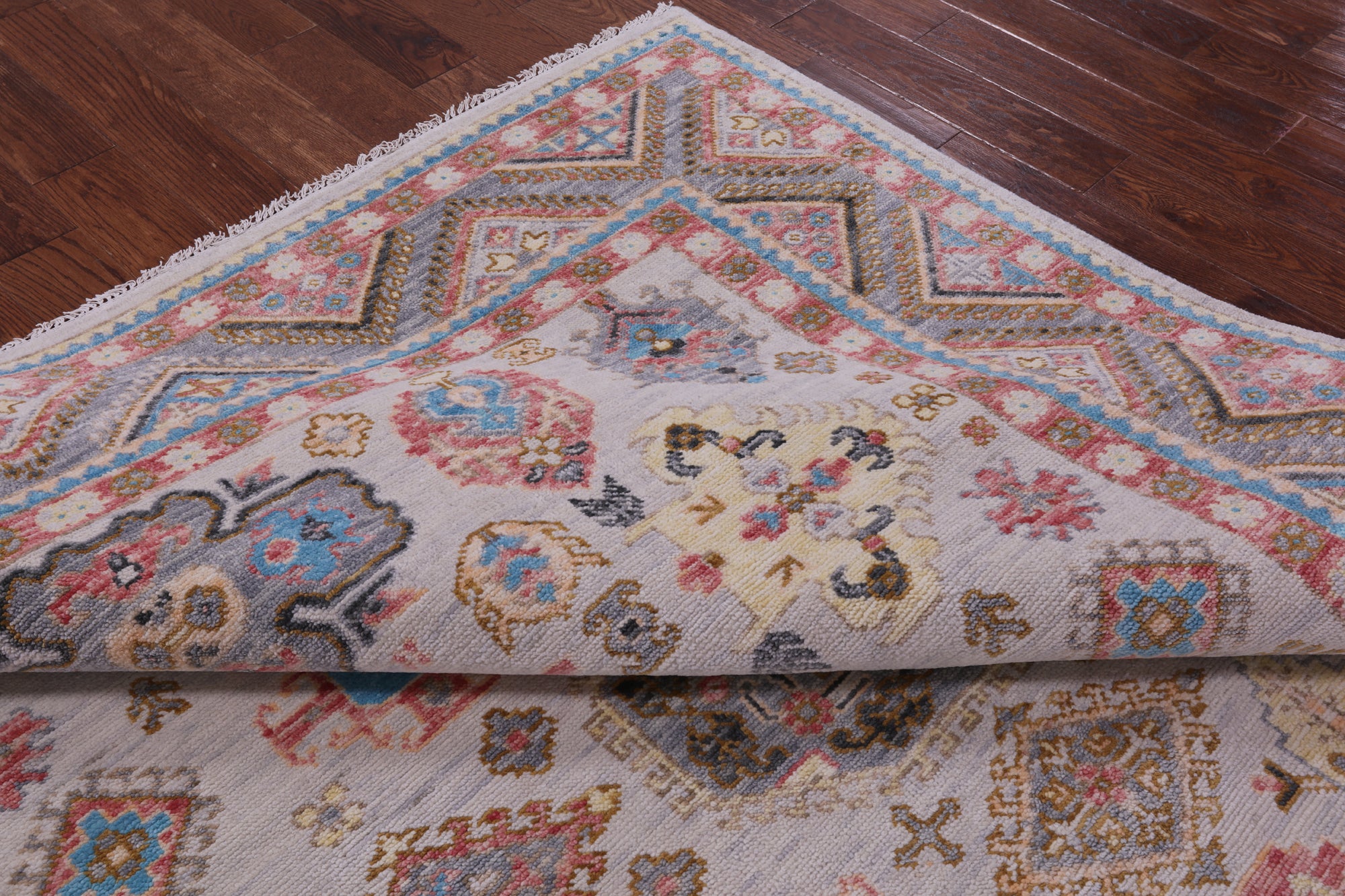 Ivory Turkish Oushak Hand Knotted Wool Rug - 8' 0" X 9' 10" - Golden Nile