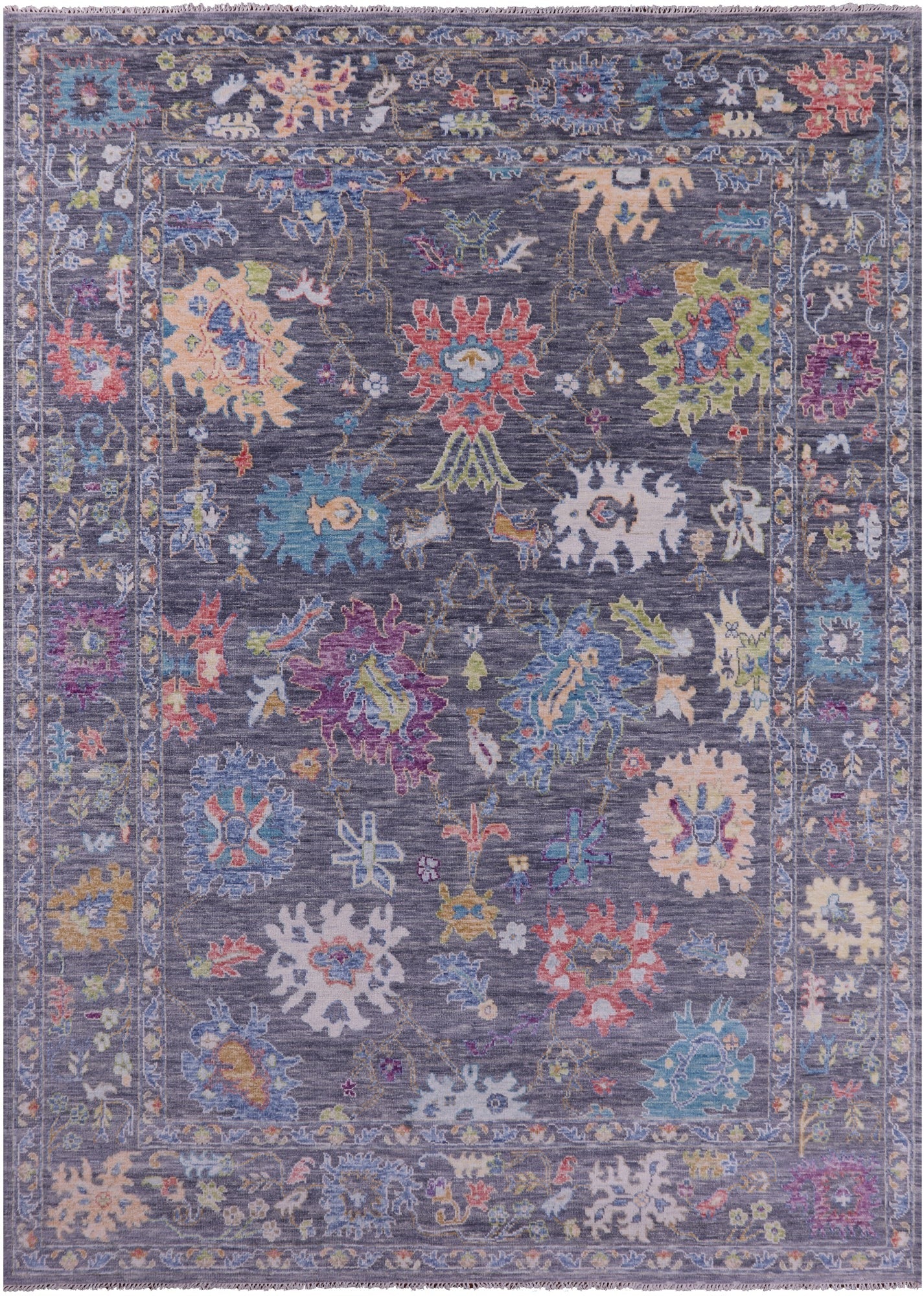 Grey Turkish Oushak Hand Knotted Wool Rug - 9' 11" X 14' 0" - Golden Nile