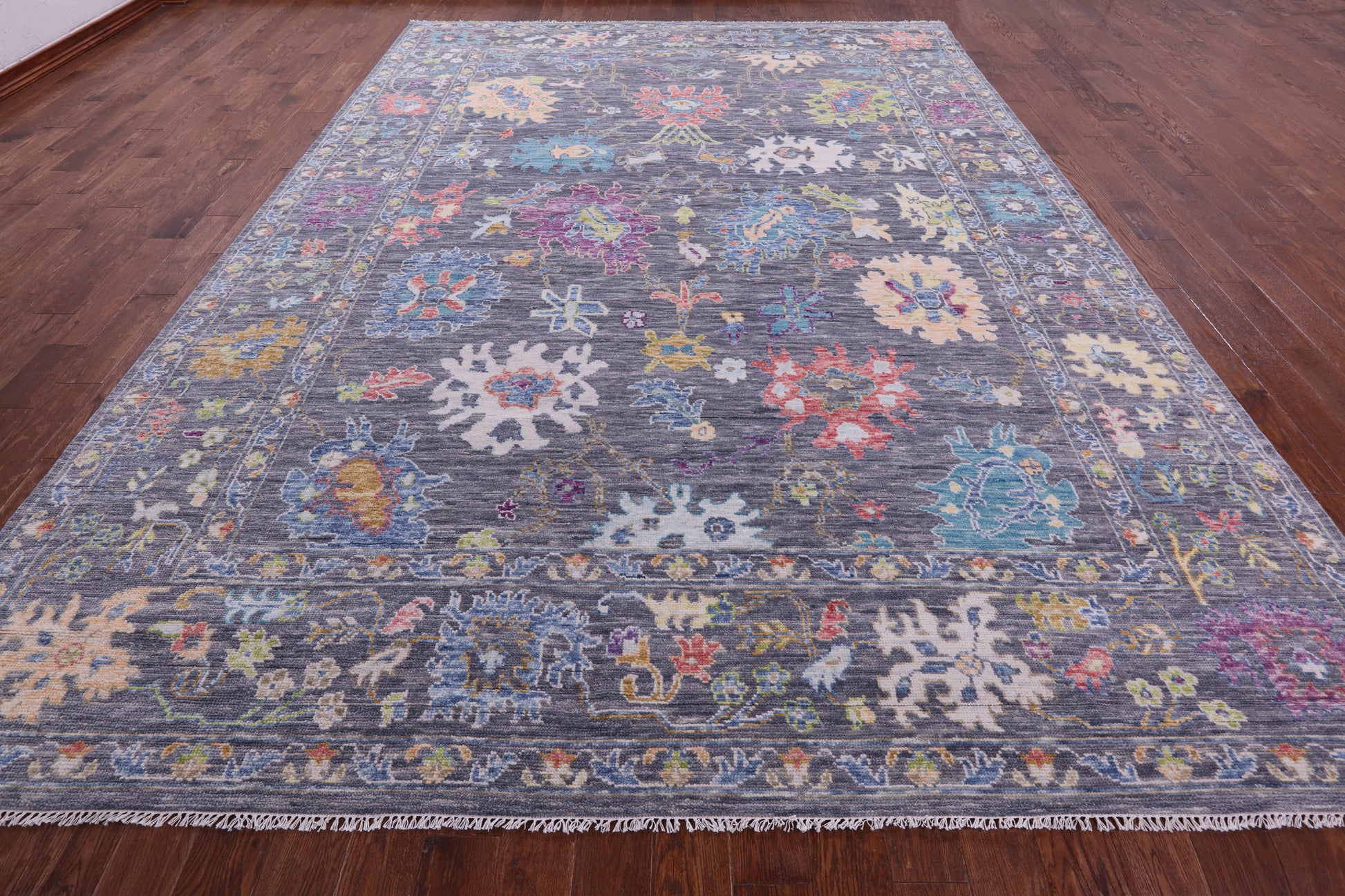Grey Turkish Oushak Hand Knotted Wool Rug - 9' 11" X 14' 0" - Golden Nile