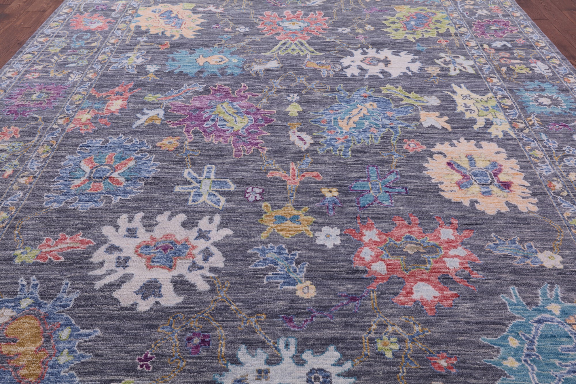 Grey Turkish Oushak Hand Knotted Wool Rug - 9' 11" X 14' 0" - Golden Nile
