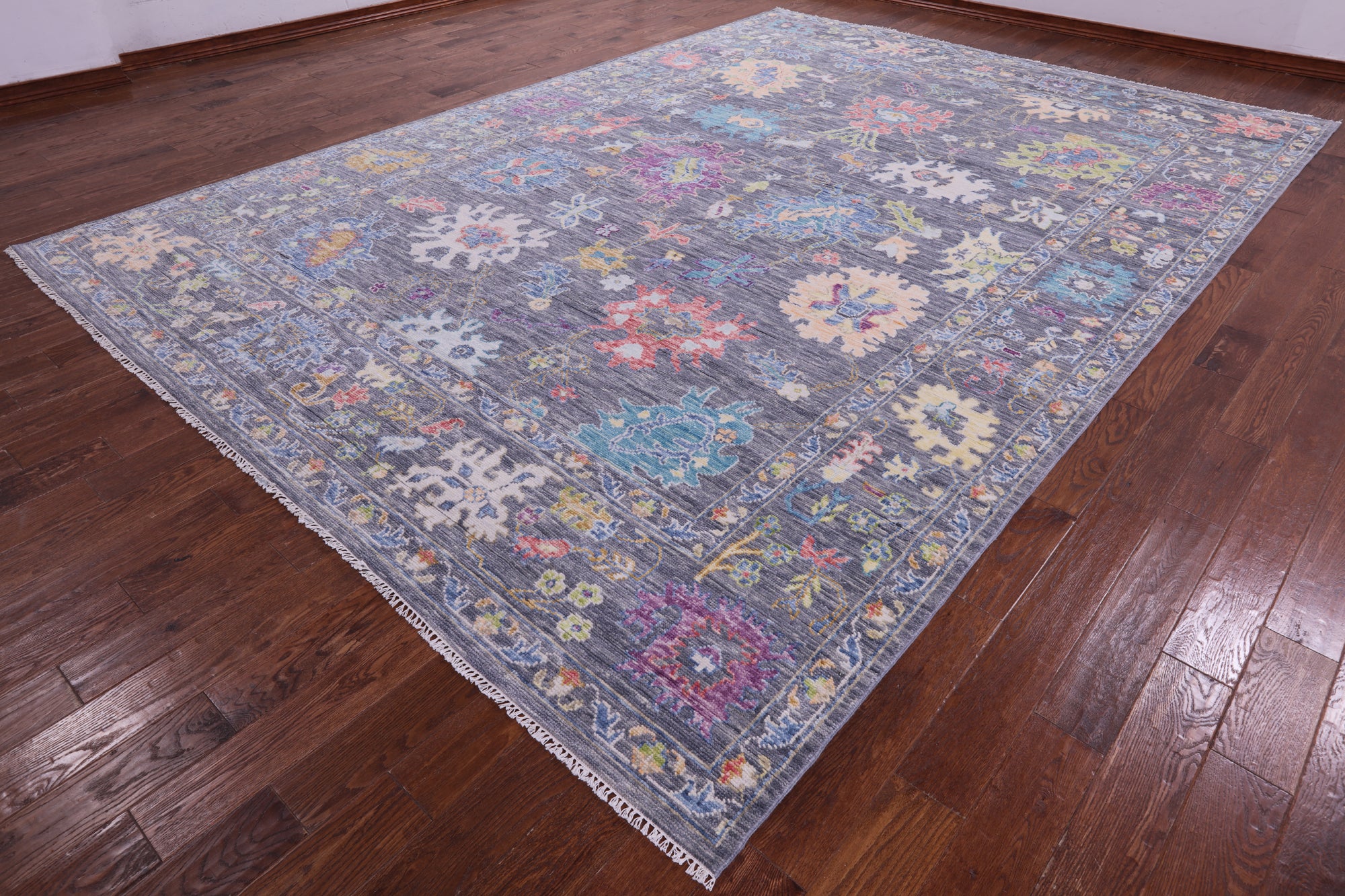 Grey Turkish Oushak Hand Knotted Wool Rug - 9' 11" X 14' 0" - Golden Nile