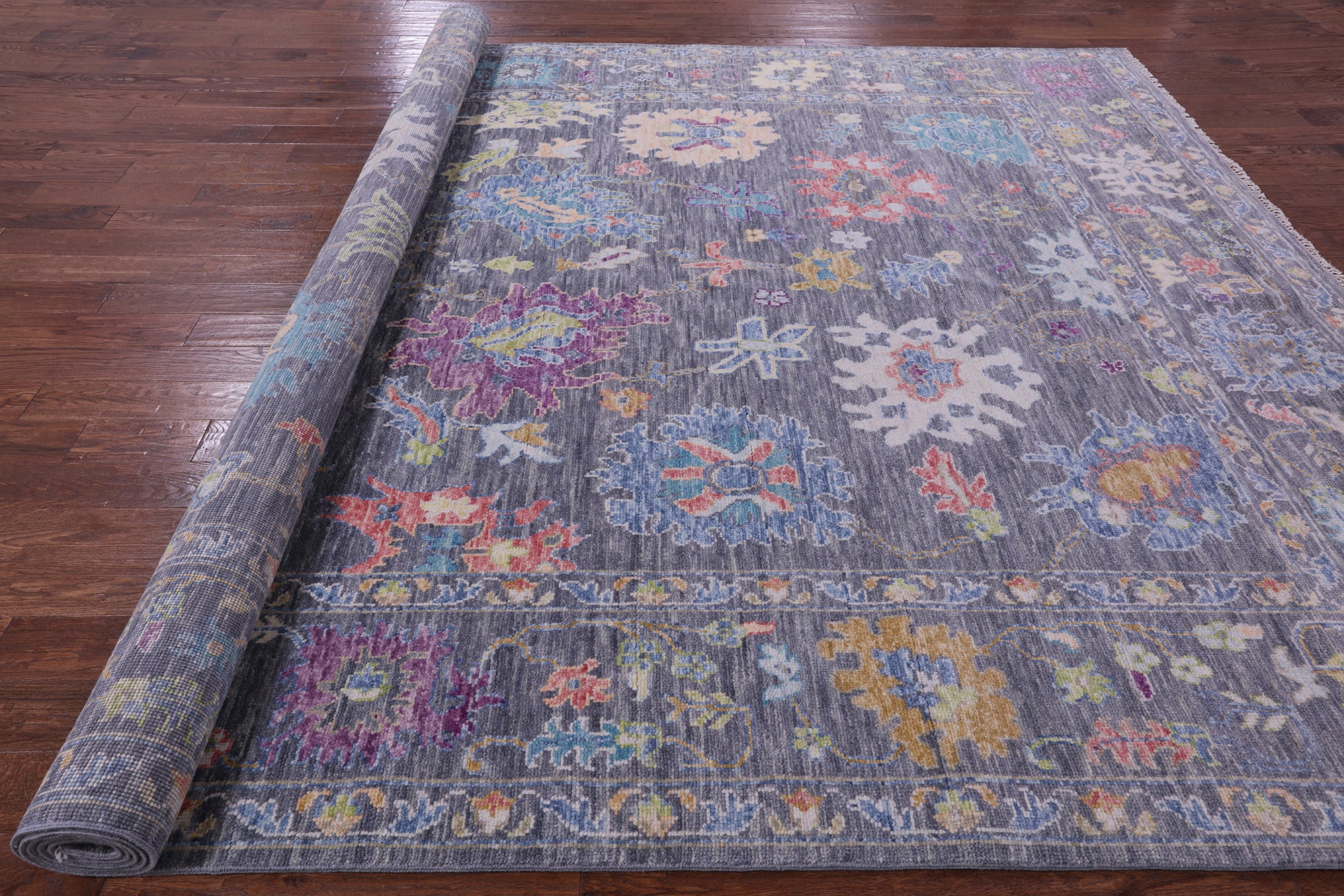 Grey Turkish Oushak Hand Knotted Wool Rug - 9' 11" X 14' 0" - Golden Nile