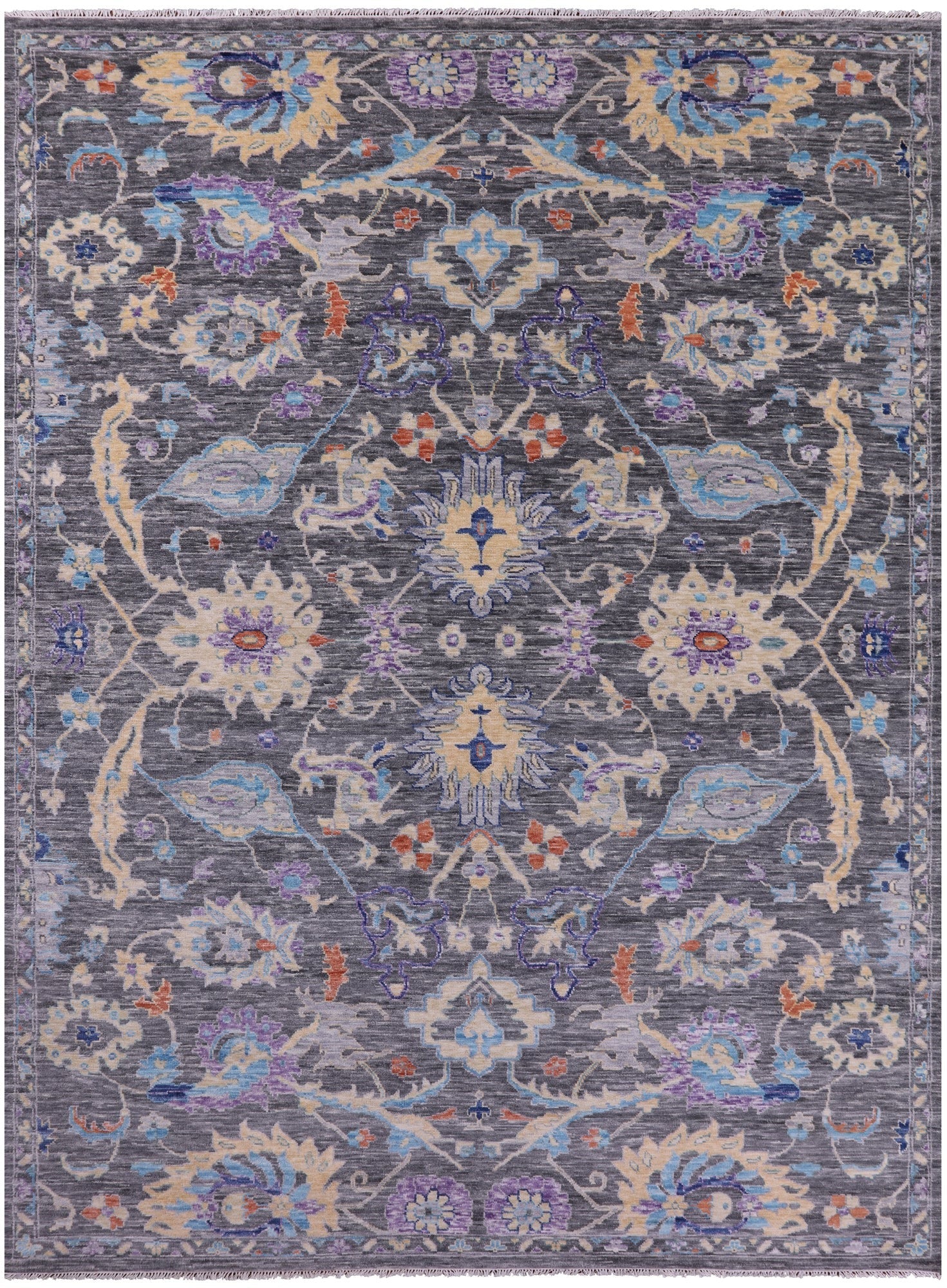 Grey Turkish Oushak Hand Knotted Wool Rug - 10' 1" X 13' 9" - Golden Nile