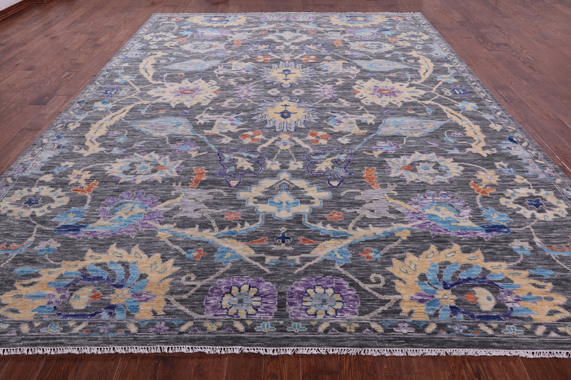 Grey Turkish Oushak Hand Knotted Wool Rug - 10' 1" X 13' 9" - Golden Nile