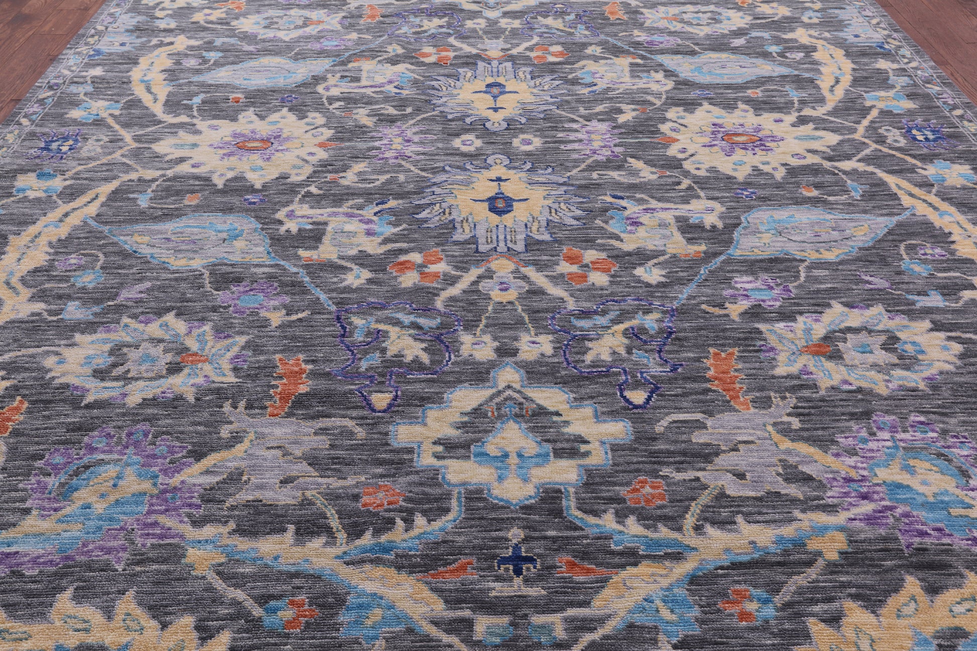 Grey Turkish Oushak Hand Knotted Wool Rug - 10' 1" X 13' 9" - Golden Nile
