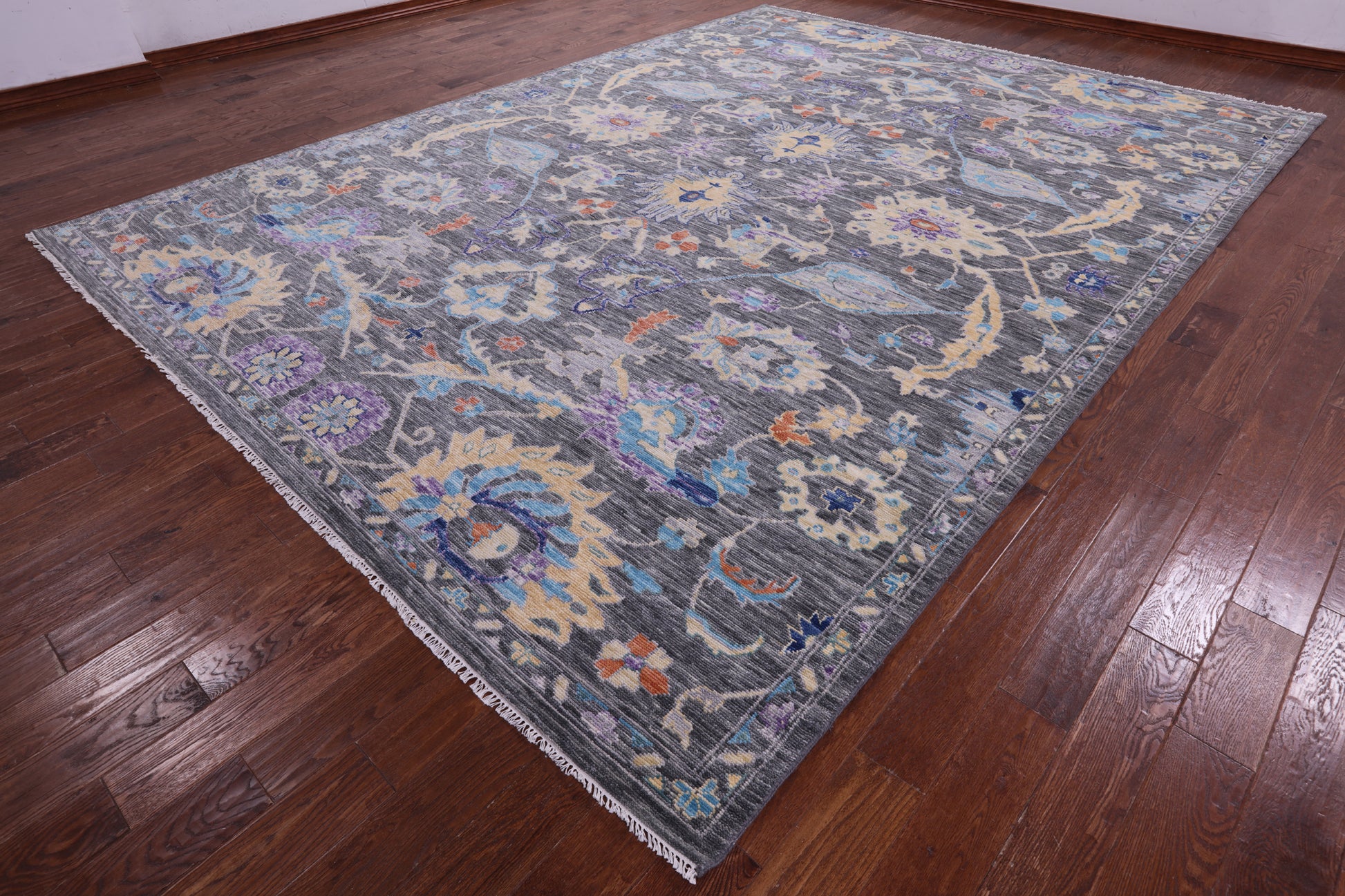 Grey Turkish Oushak Hand Knotted Wool Rug - 10' 1" X 13' 9" - Golden Nile