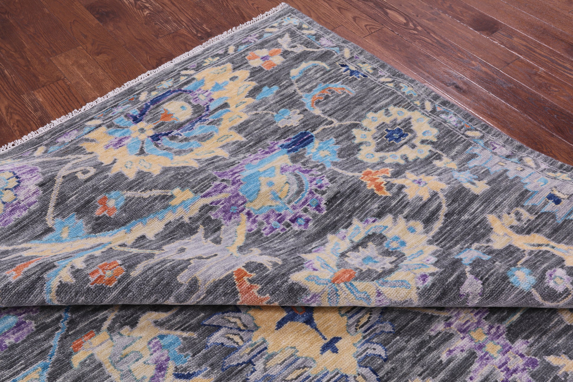 Grey Turkish Oushak Hand Knotted Wool Rug - 10' 1" X 13' 9" - Golden Nile