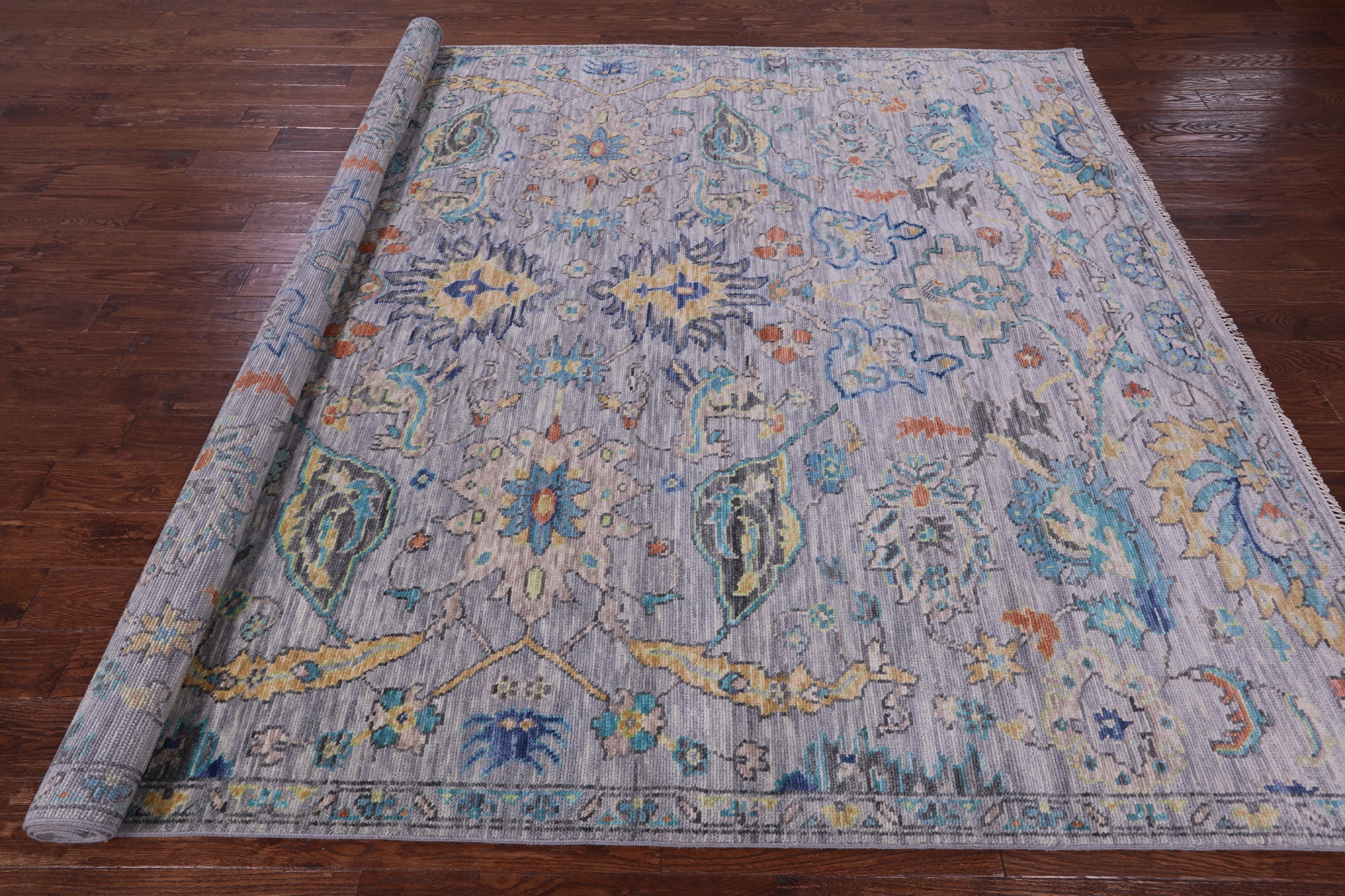 Grey Turkish Oushak Handmade Wool Rug - 8' 3" X 10' 4" - Golden Nile