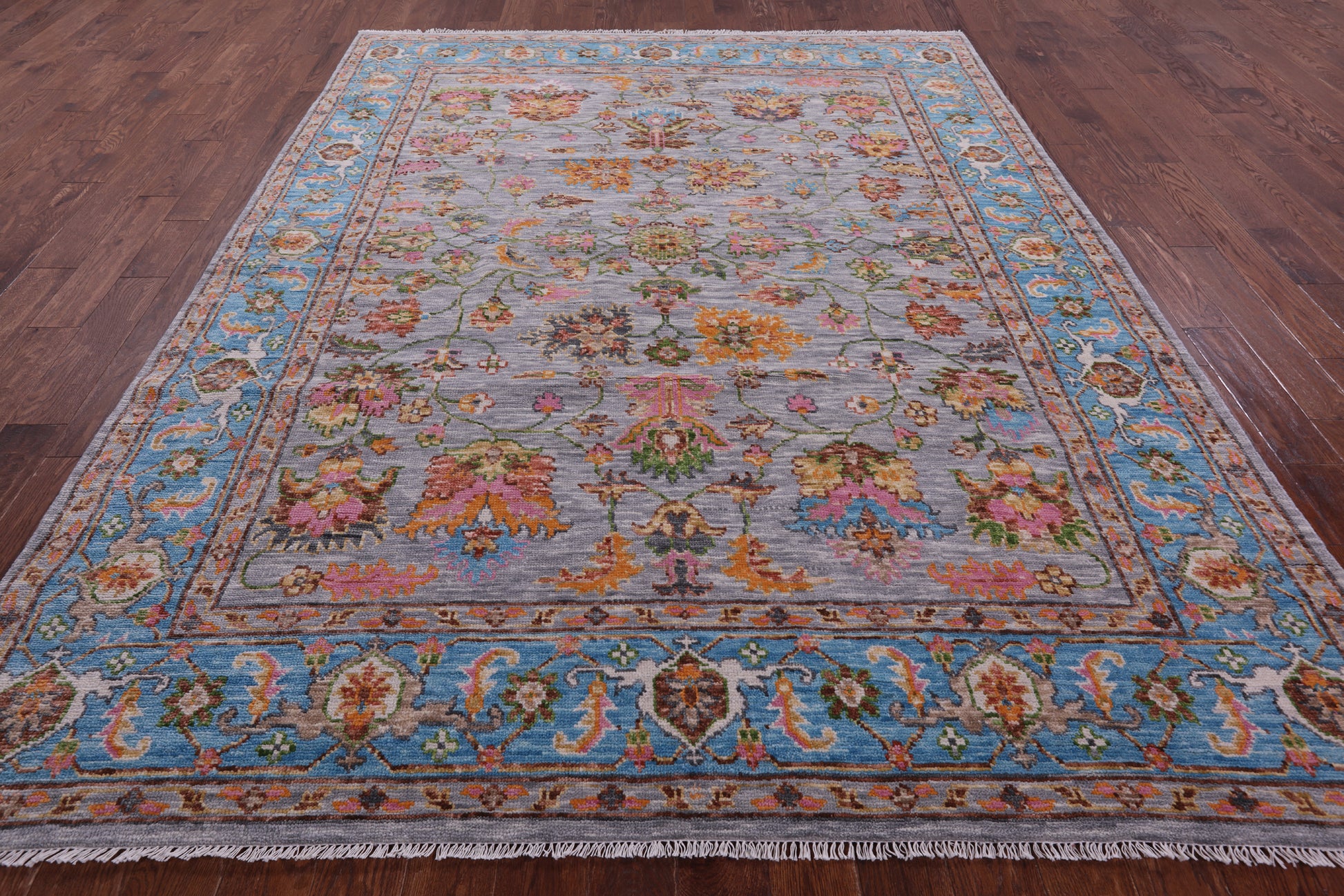 Grey Persian Fine Serapi Hand Knotted Wool Rug - 8' 0" X 10' 4" - Golden Nile