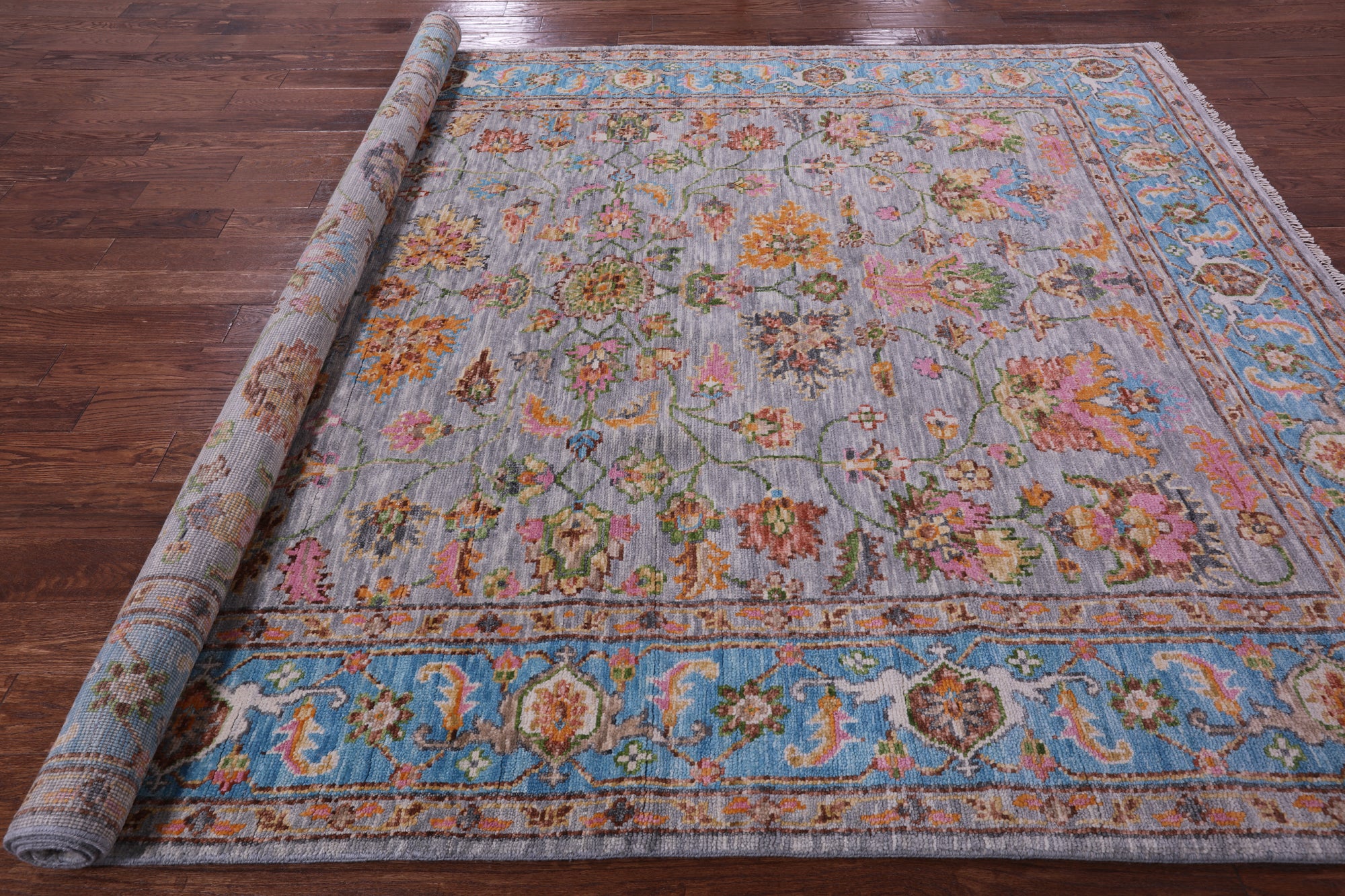 Grey Persian Fine Serapi Hand Knotted Wool Rug - 8' 0" X 10' 4" - Golden Nile