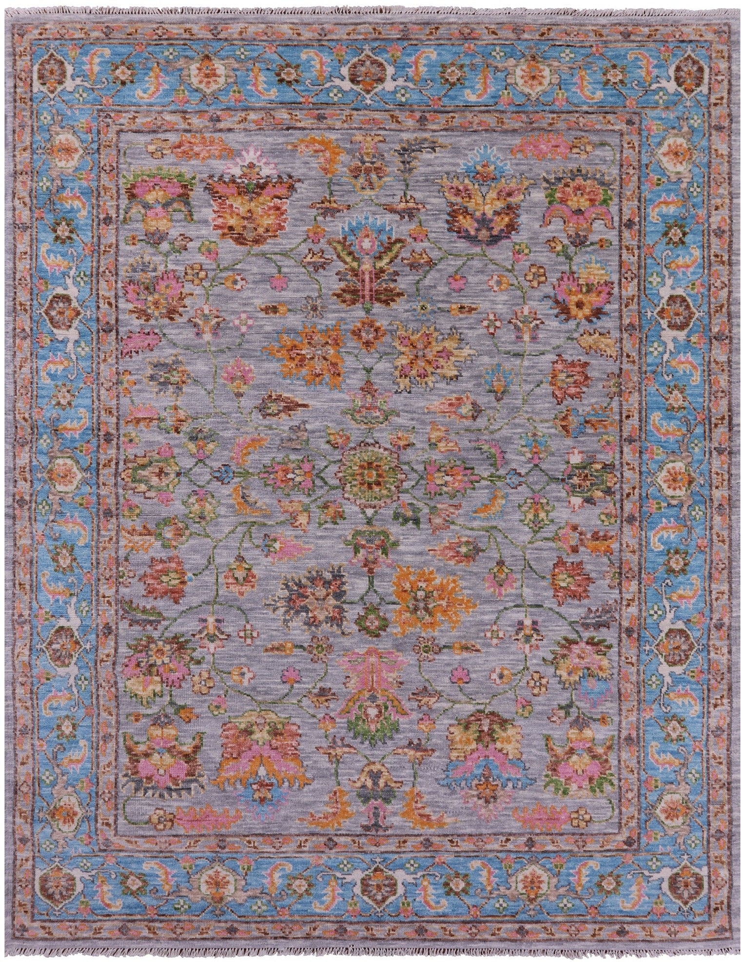 Grey Persian Fine Serapi Hand Knotted Wool Rug - 8' 0" X 10' 4" - Golden Nile