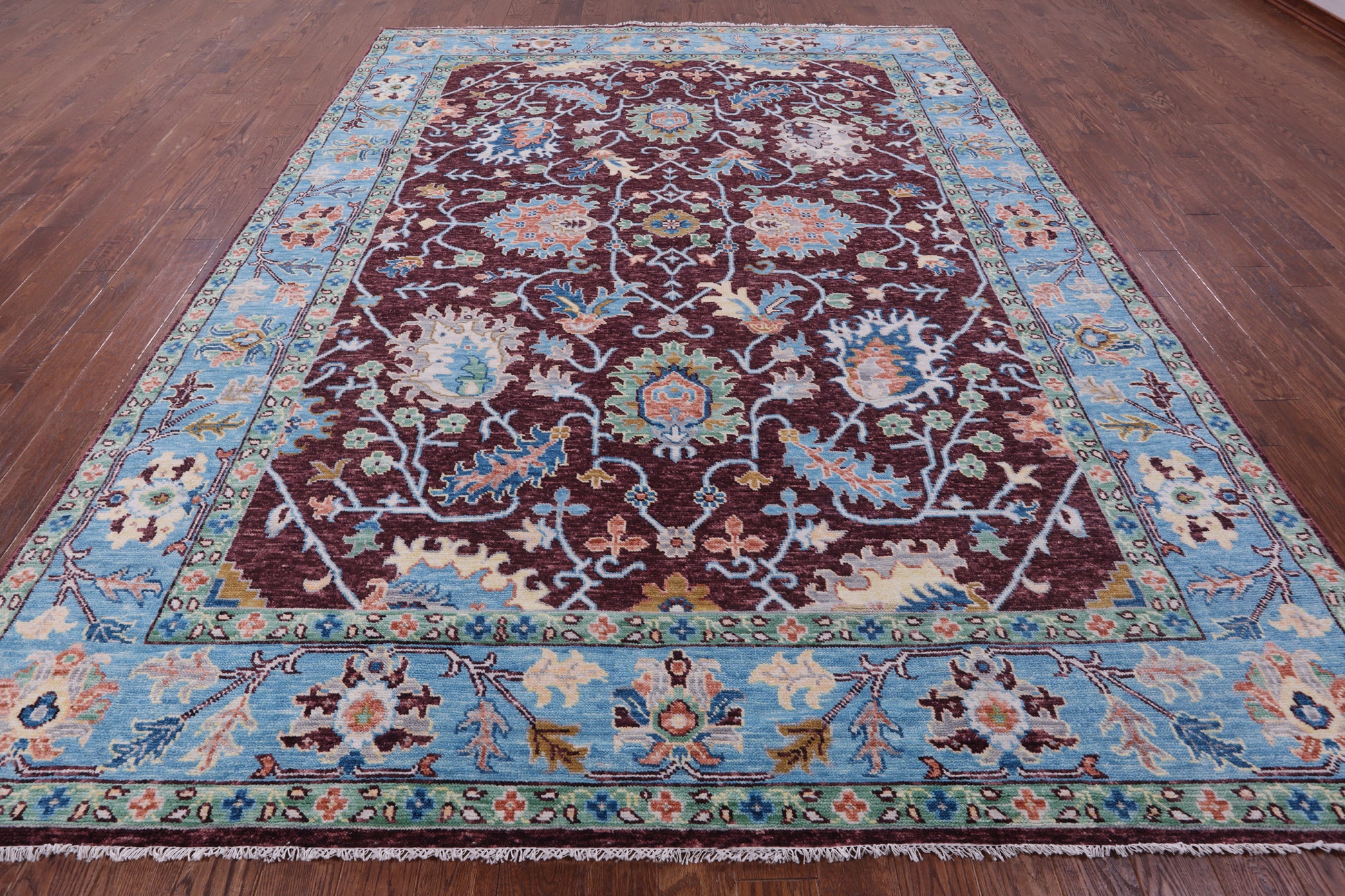 Turkish Oushak Hand Knotted Wool Rug - 9' 3" X 12' 2" - Golden Nile
