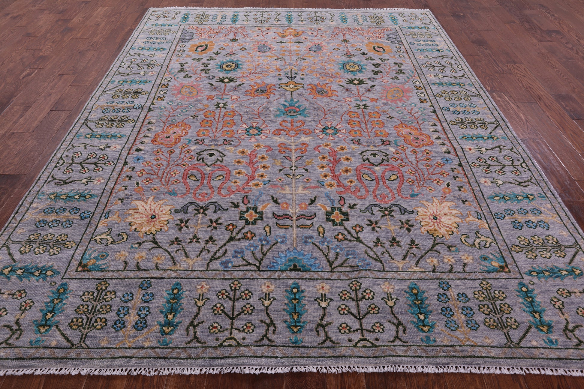 Grey Turkish Oushak Hand Knotted Wool Rug - 8' 1" X 10' 1" - Golden Nile