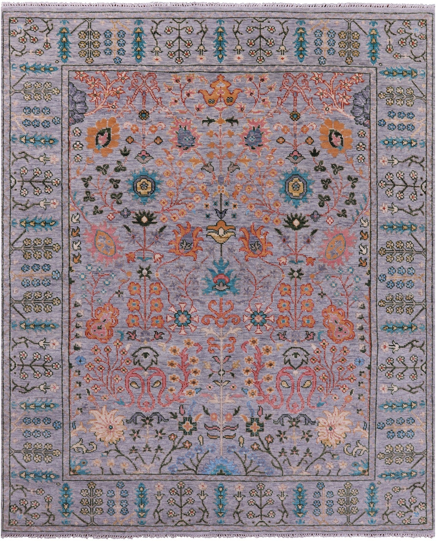 Grey Turkish Oushak Hand Knotted Wool Rug - 8' 1" X 10' 1" - Golden Nile