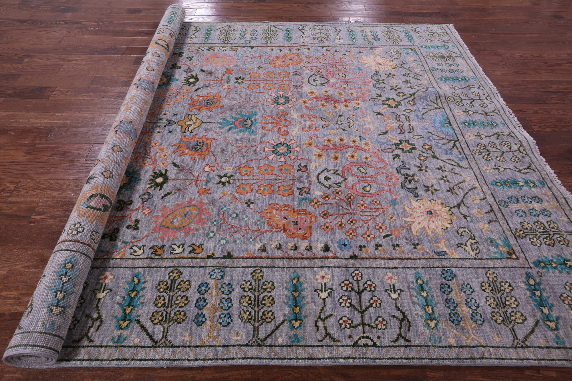 Grey Turkish Oushak Hand Knotted Wool Rug - 8' 1" X 10' 1" - Golden Nile