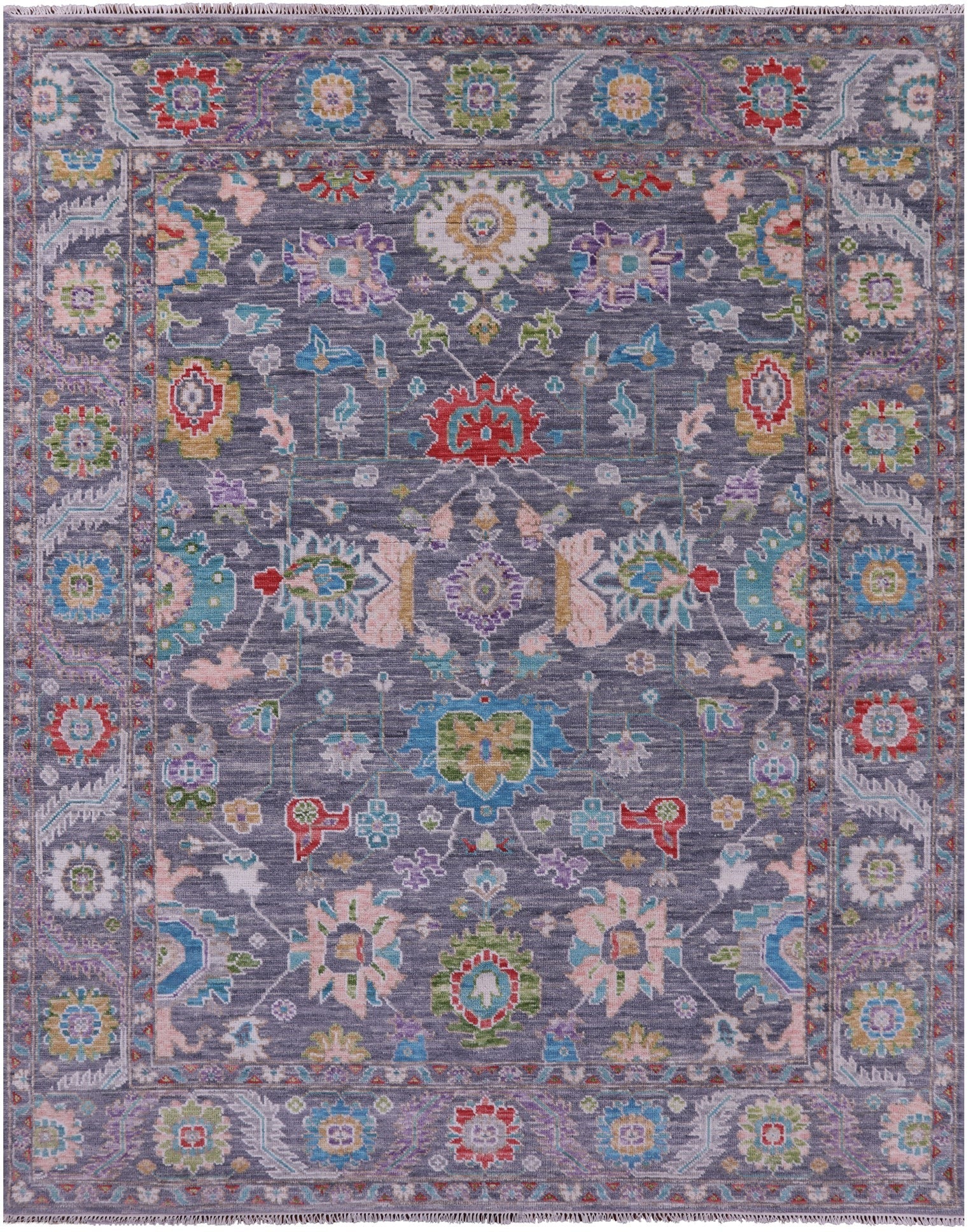 Grey Turkish Oushak Hand Knotted Wool Rug - 7' 11" X 10' 1" - Golden Nile